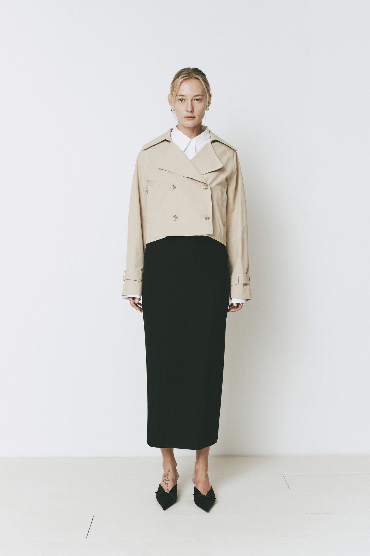 RUE SOPHIE HONORÉ CROPPED TRENCH COAT - KHAKI