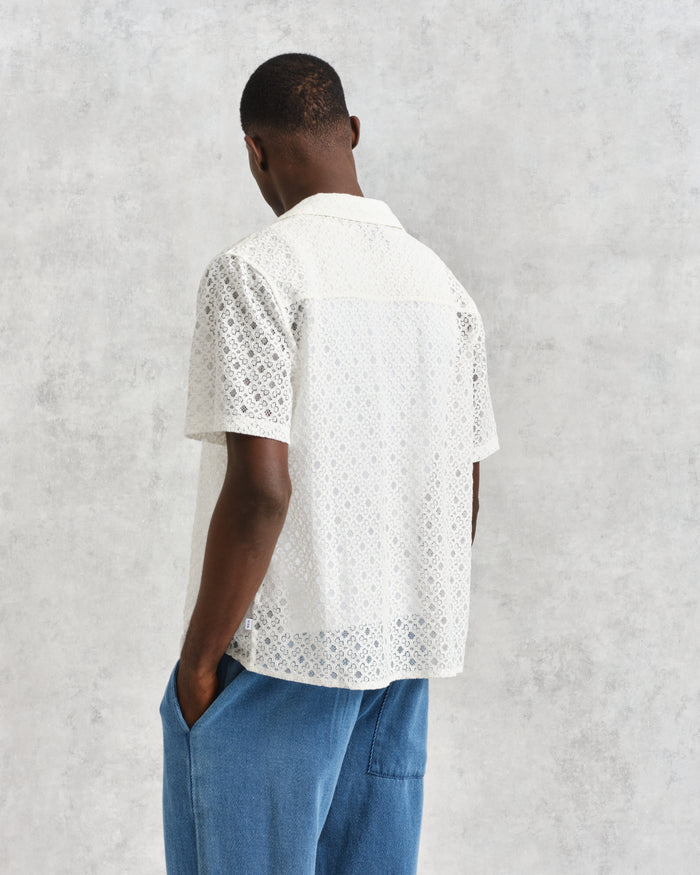 WAX LONDON DIDCOT SHIRT - WHITE CORDED LACE