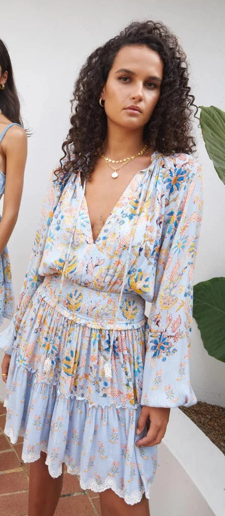 HEMANT & NANDITA LYNA SHORT DRESS - SKY BLUE HEMANT & NANDITA LYNA SHORT DRESS - SKY BLUE