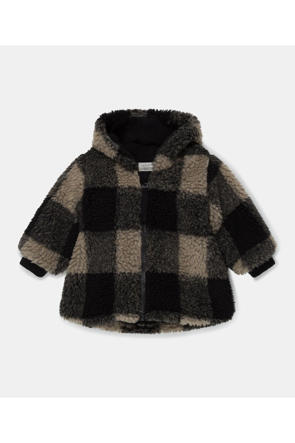 MY LITTLE COZMO PLAID SHERPA BABY COAT