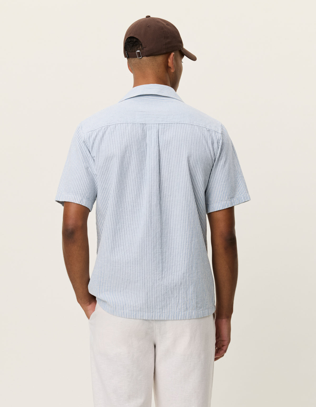 LES DEUX LUKAS STRIPE COTTON LINEN SS SHIRT - 2 COLORS