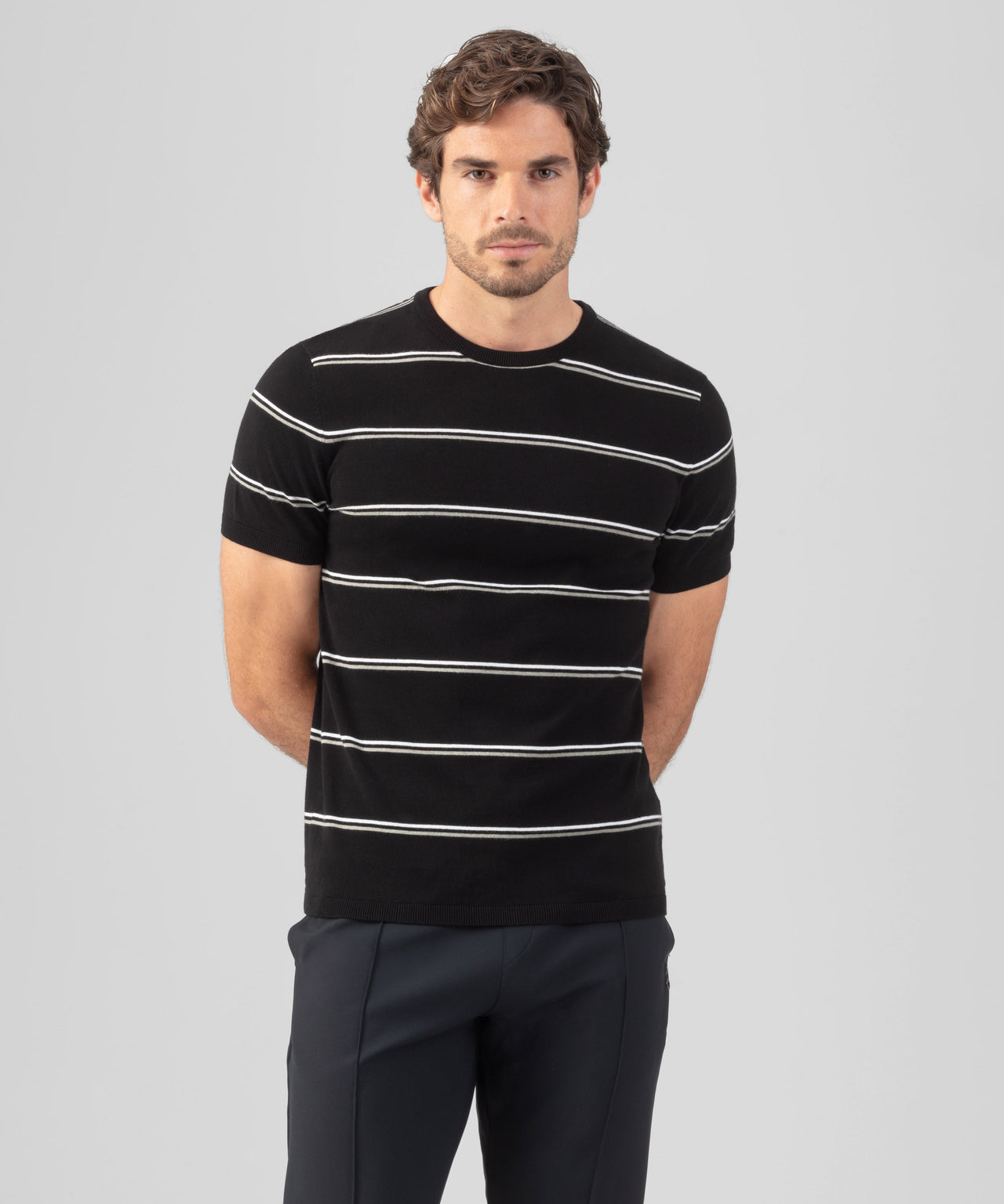 RON DORFF KNITTED STRIPED T-SHIRT - 2 COLORS