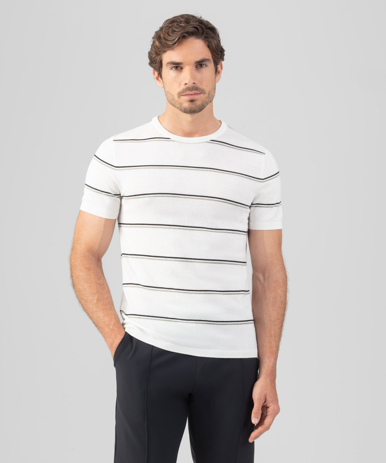 RON DORFF KNITTED STRIPED T-SHIRT - 2 COLORS