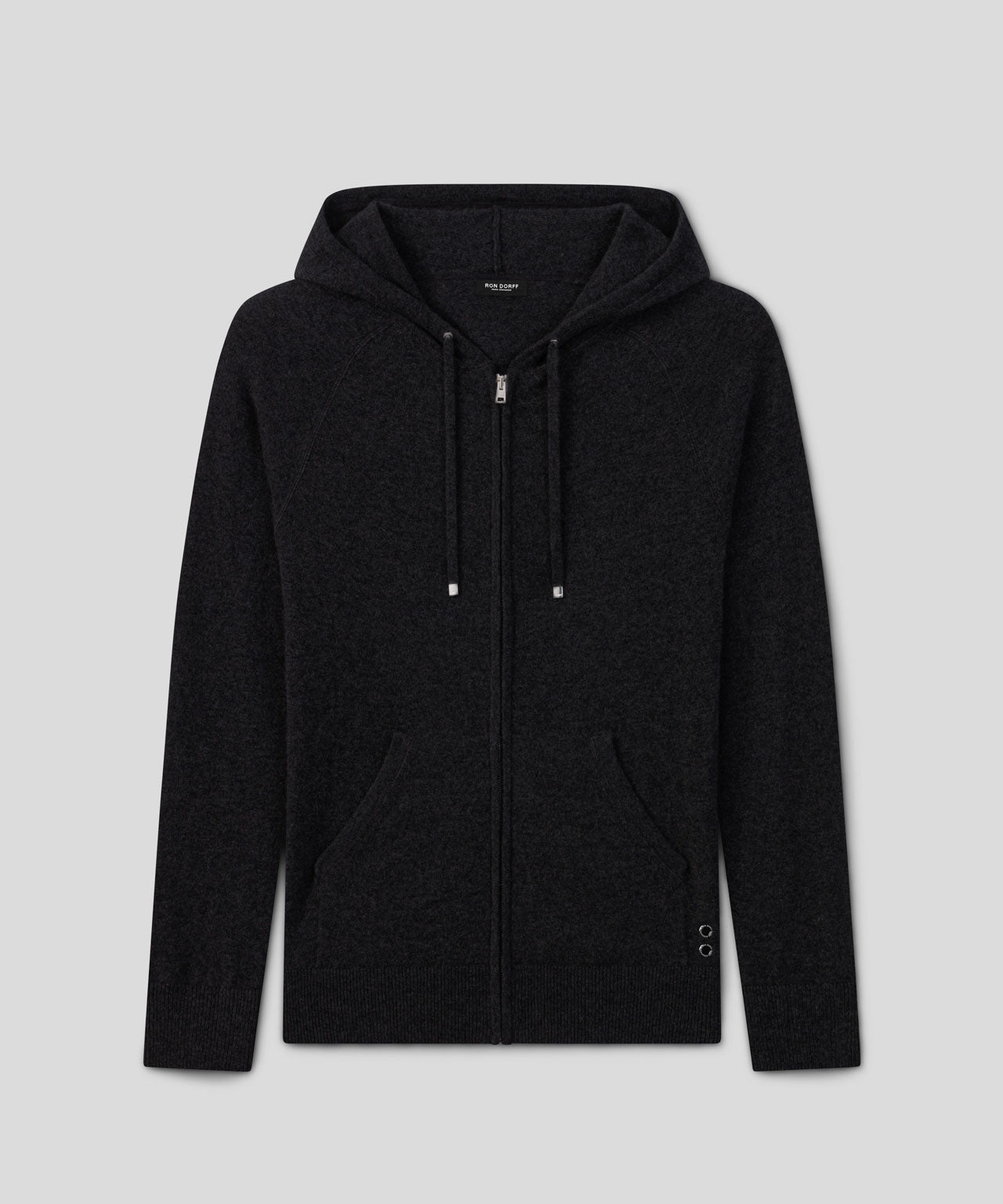 RON DORFF CASHMERE ZIPPED HOODIE - BLACK