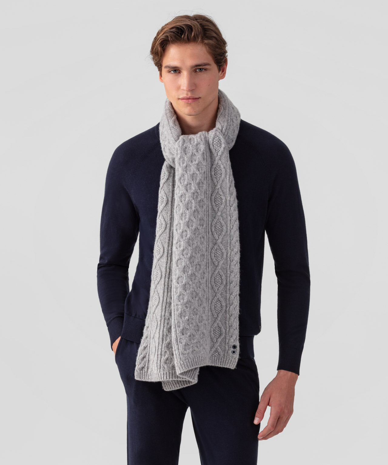 RON DORFF WOOL CASHMERE TELEMARK SCARF - GREY MELANGE