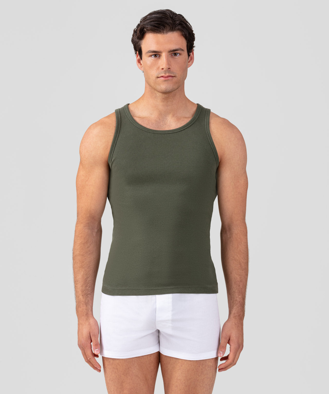 RON DORFF ARMY RIBBED TANK TOP - MILITARY GREEN