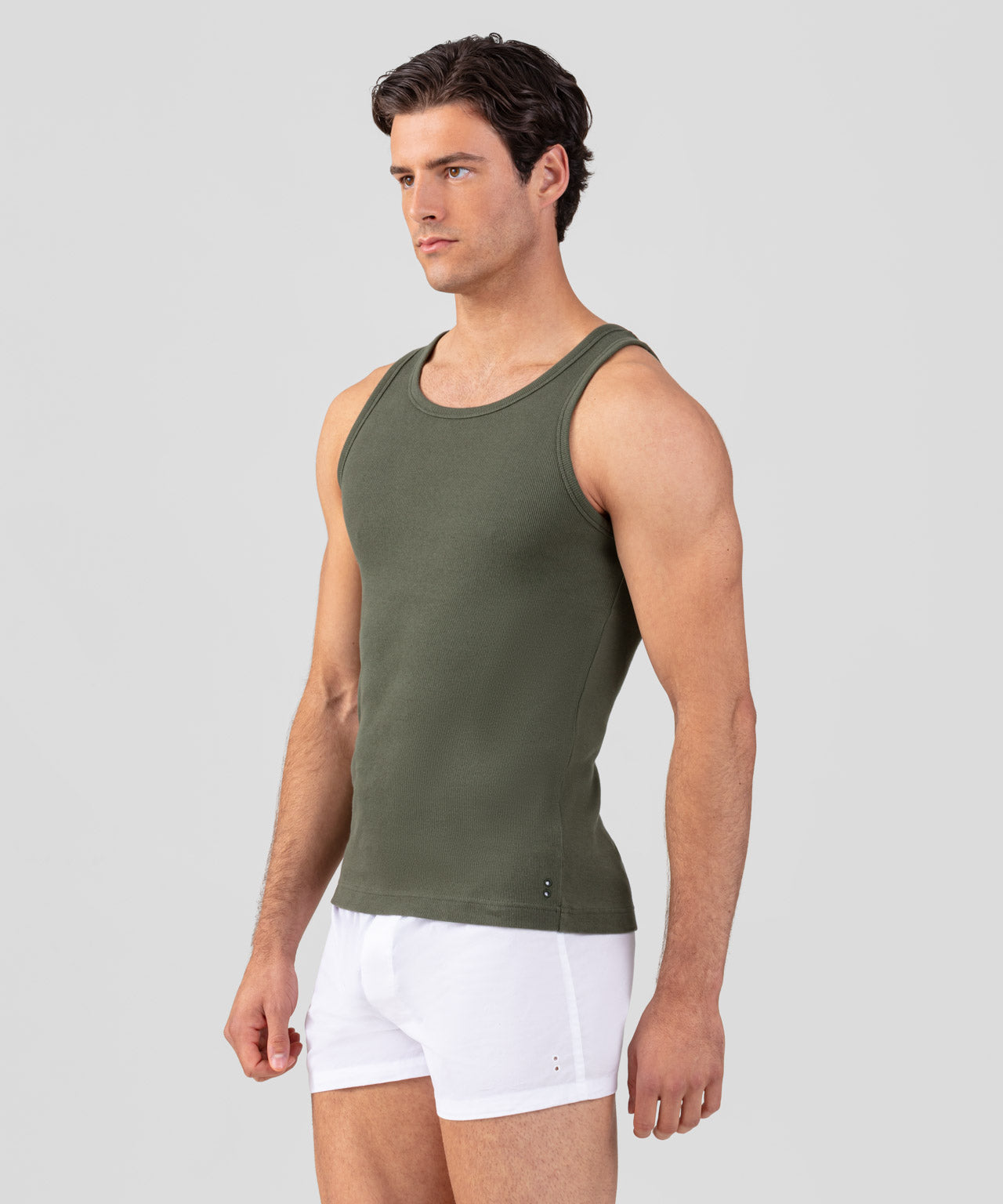 RON DORFF ARMY RIBBED TANK TOP - MILITARY GREEN
