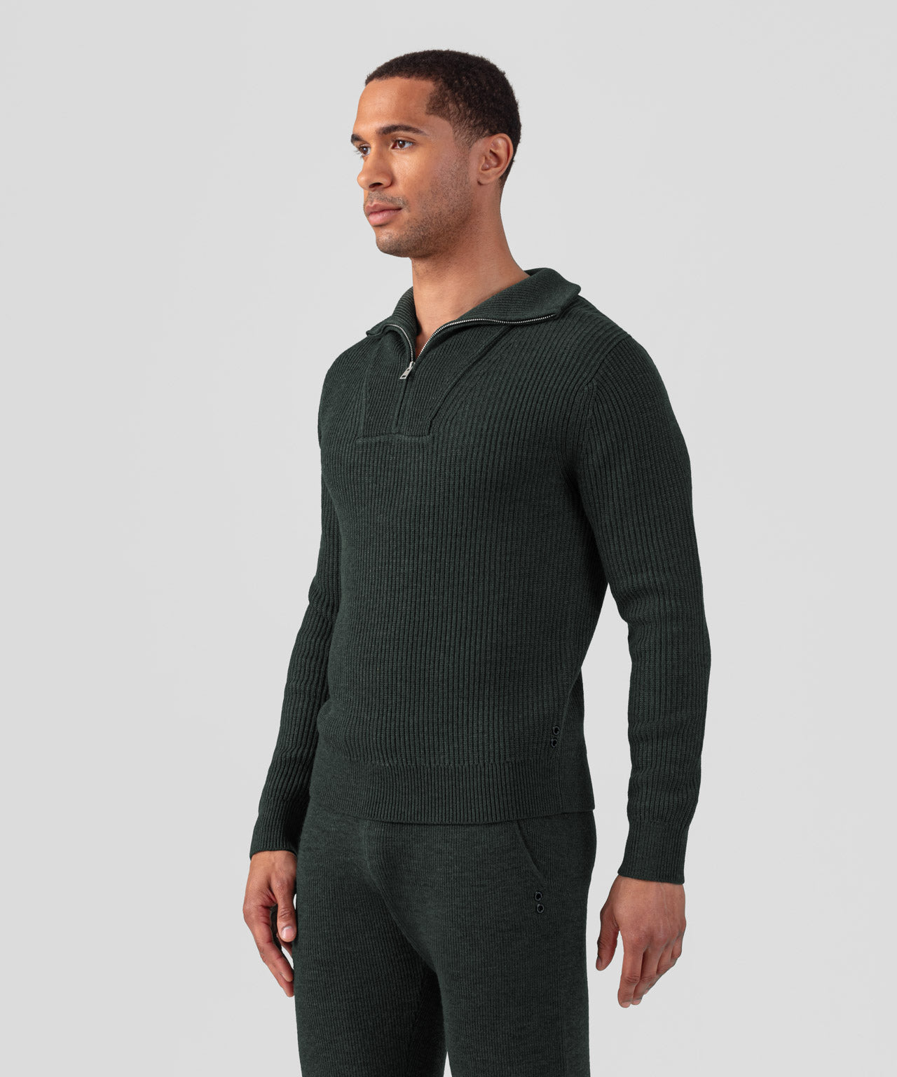 RON DORFF RIBBED WOOL ZIP COLLAR - 2 COLORS