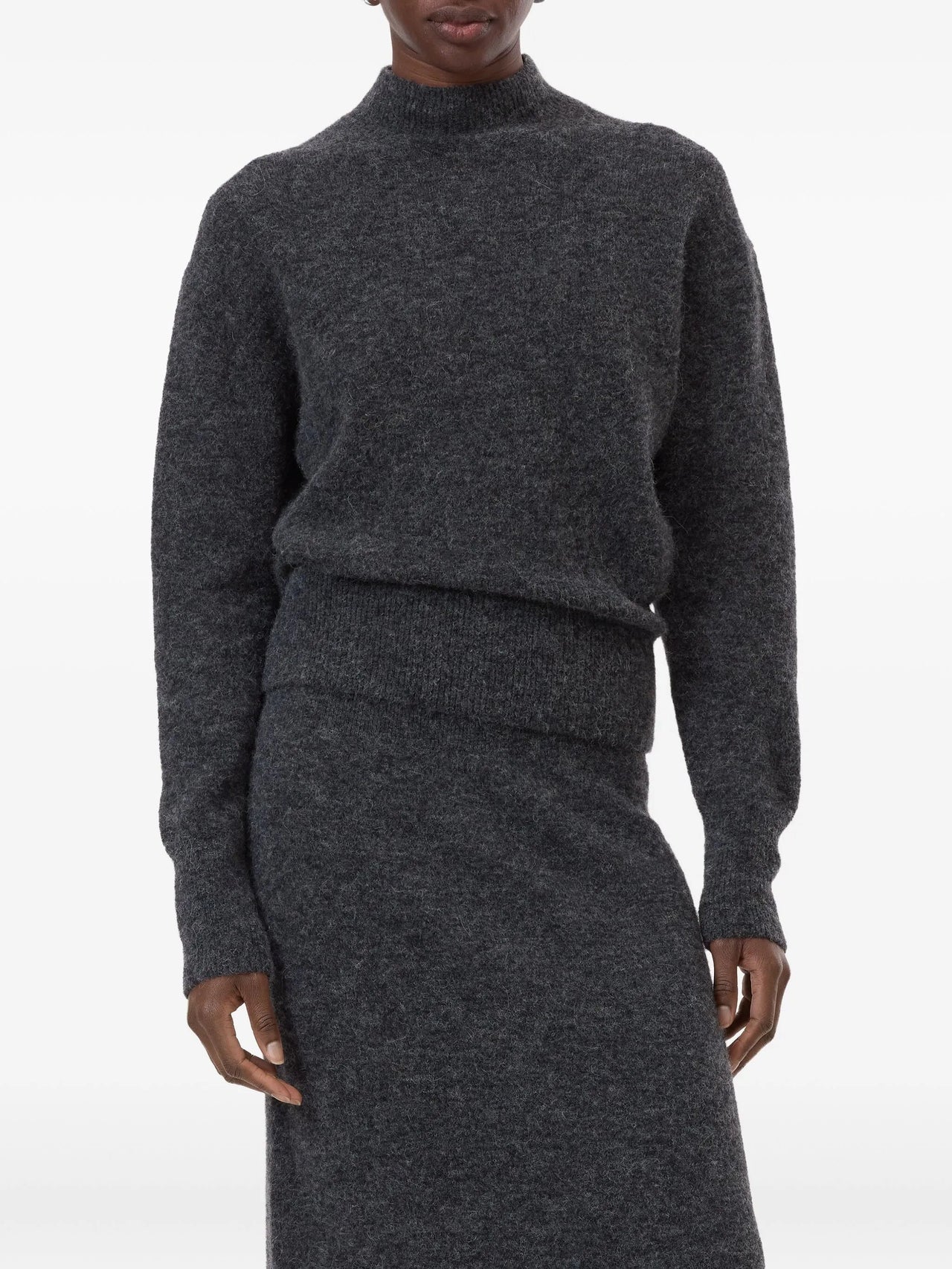 CLOSED WOMENS MOCK NECK SWEATER - DARK GREY MELANGE