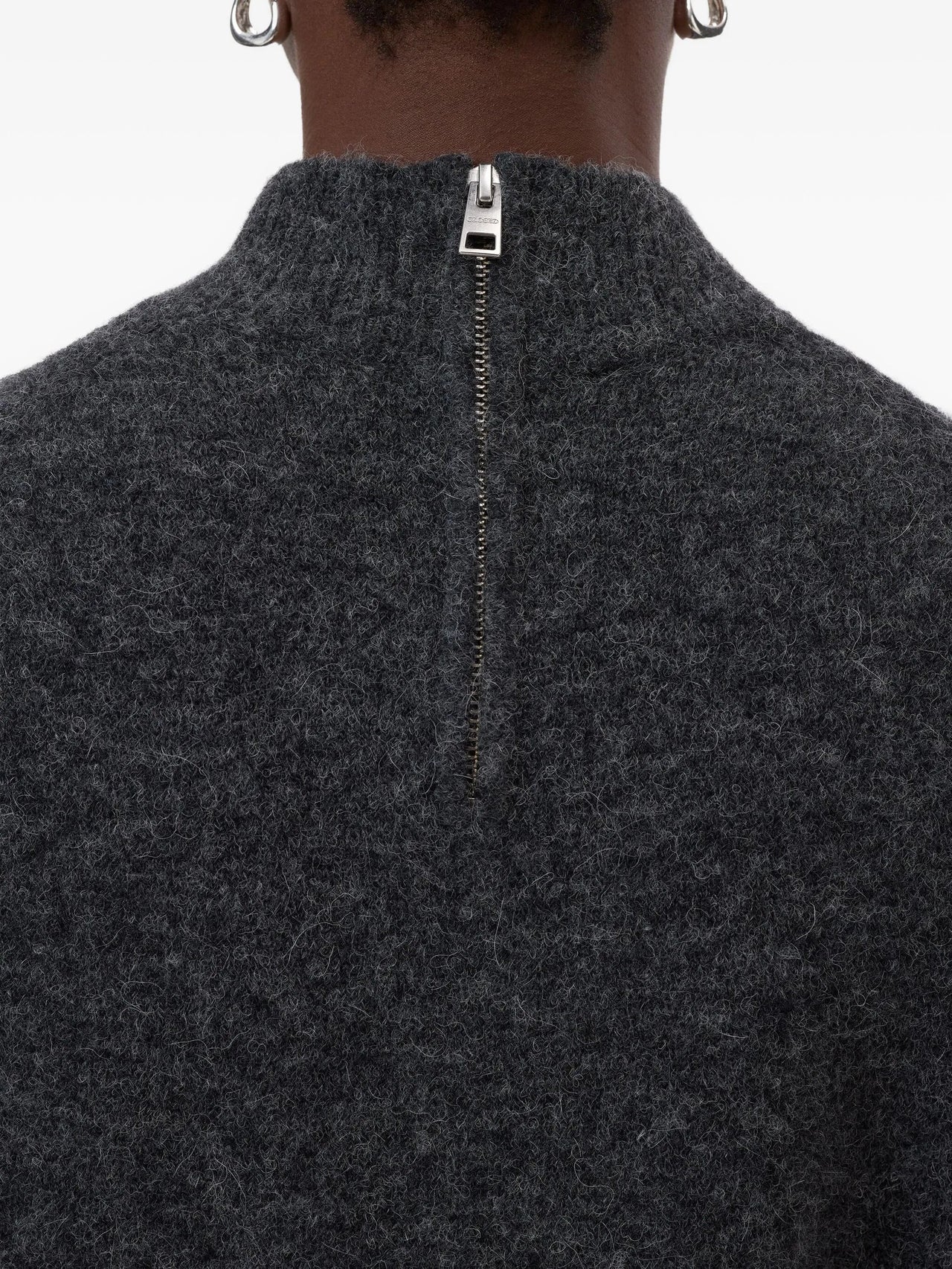 CLOSED WOMENS MOCK NECK SWEATER - DARK GREY MELANGE