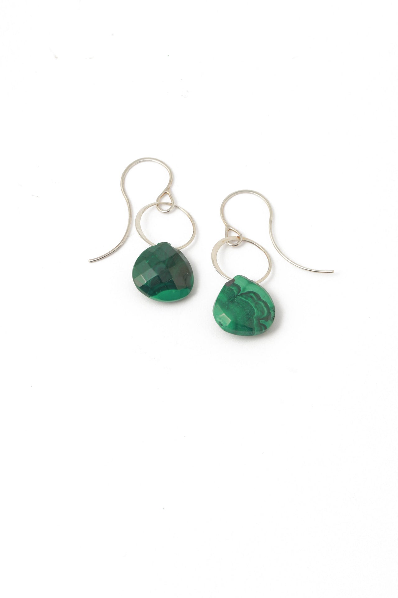 MELISSA JOY MANNING MALACHITE SINGLE DROP EARRINGS - STERLING SILVER