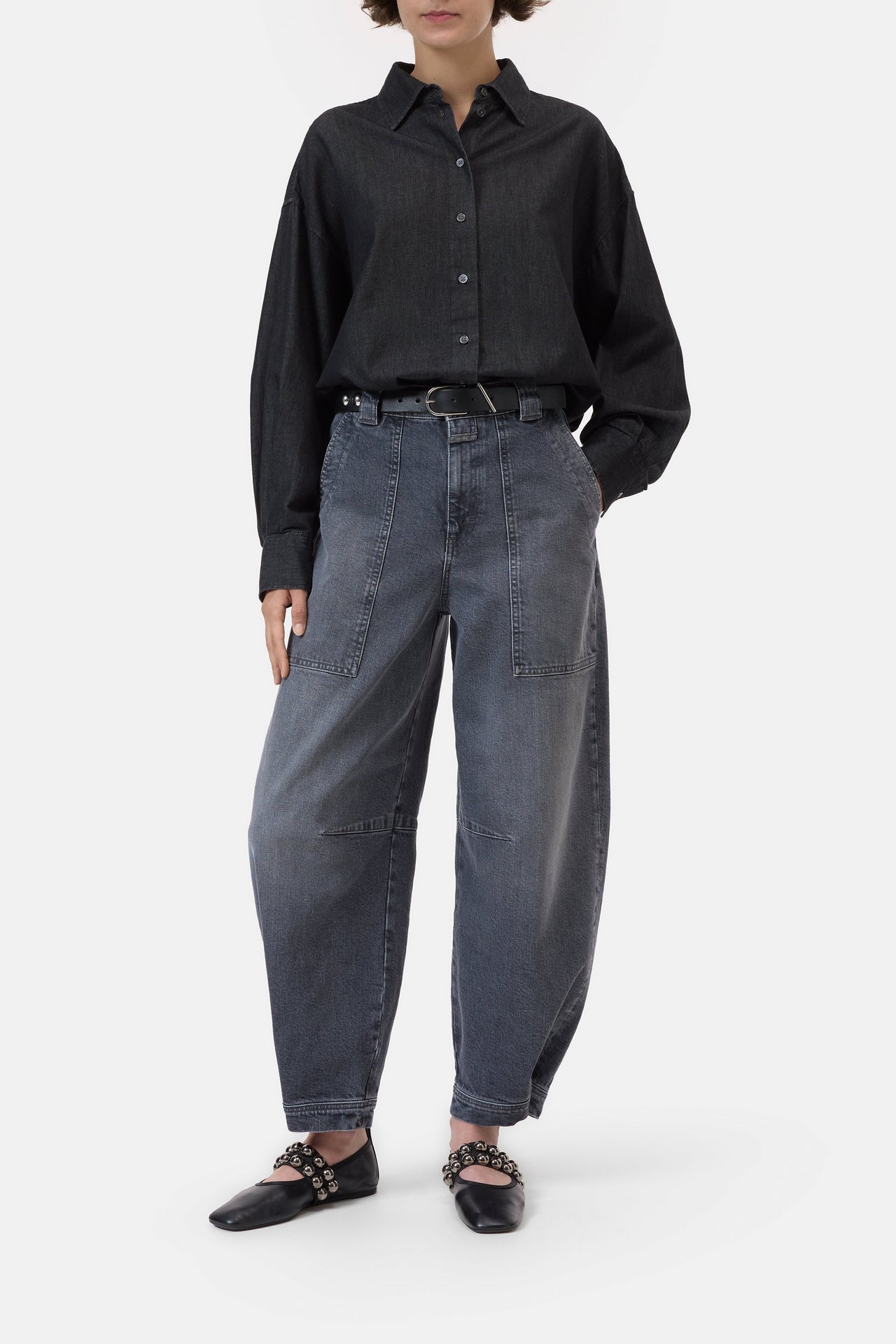 CLOSED WOMENS RHANNON BARREL LEG DENIM - MID GREY