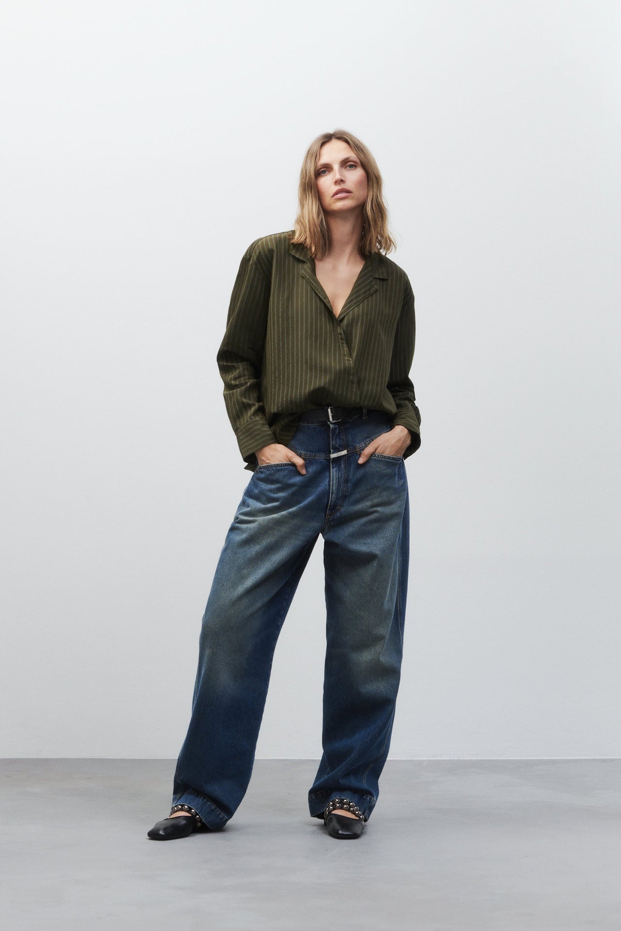 CLOSED WOMENS DENI-X WIDE LEG DENIM - DARK BLUE