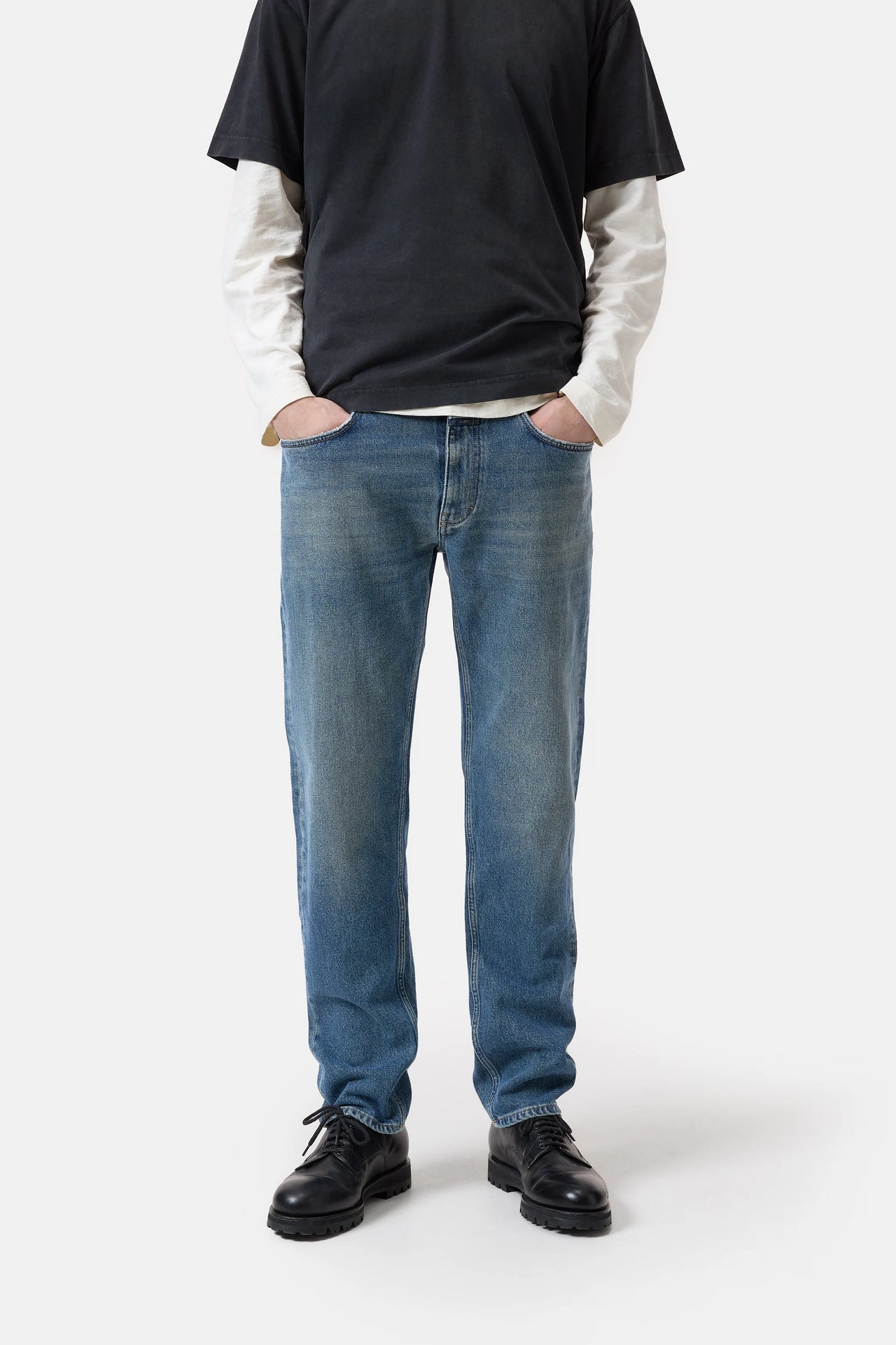 CLOSED MENS COOPER TRUE COMFORT STRETCH REGULAR FIT DENIM - MID BLUE