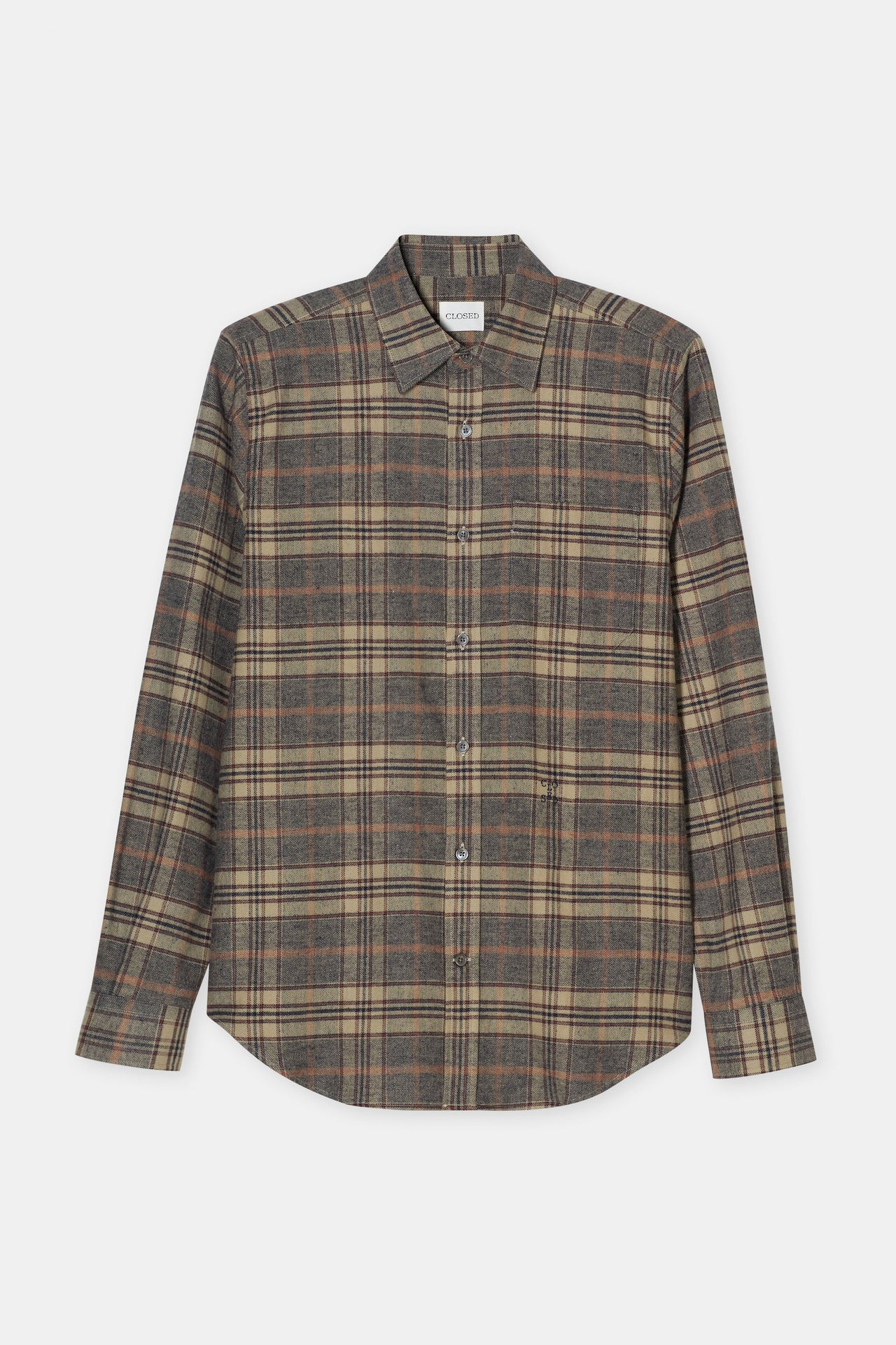 CLOSED MENS CHECKED COTTON SHIRT - ROCK BEIGE