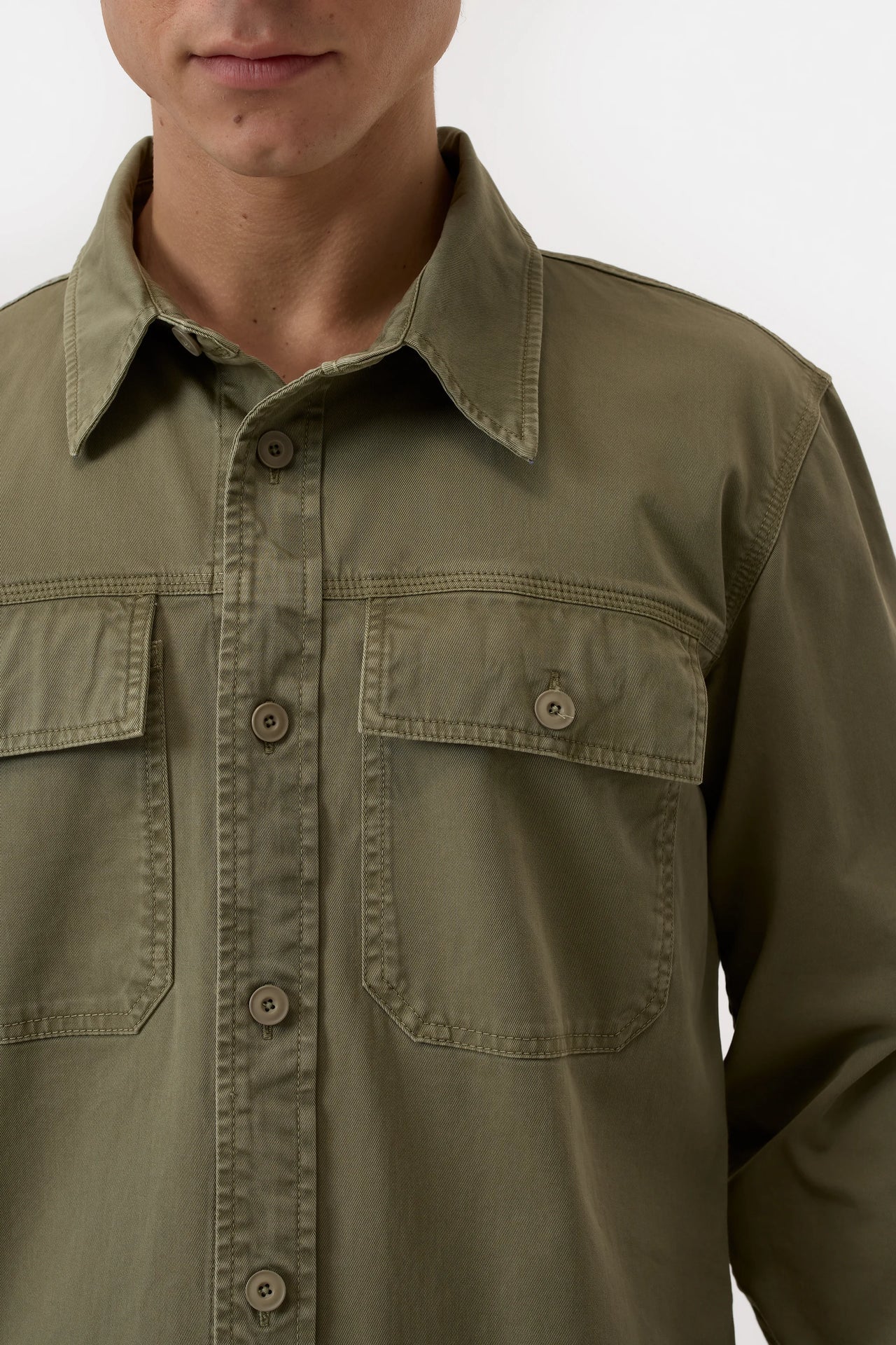 CLOSED MENS MILITARY SHIRT - CHINO GREEN