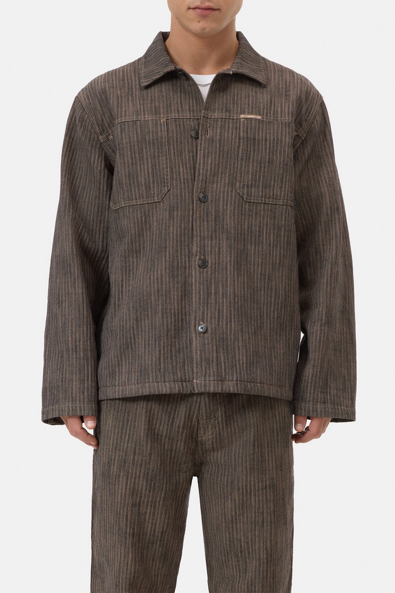 CLOSED MENS COTTON WORKER SHIRT - ROCK BEIGE