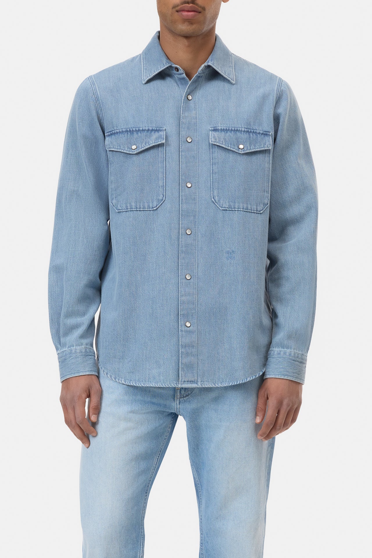 CLOSED MENS DENIM ARMY SHIRT - LIGHT BLUE