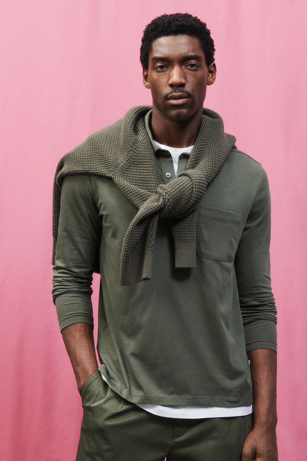 CLOSED MENS COTTON JERSEY L/S POLO SHIRT - 3 COLORS