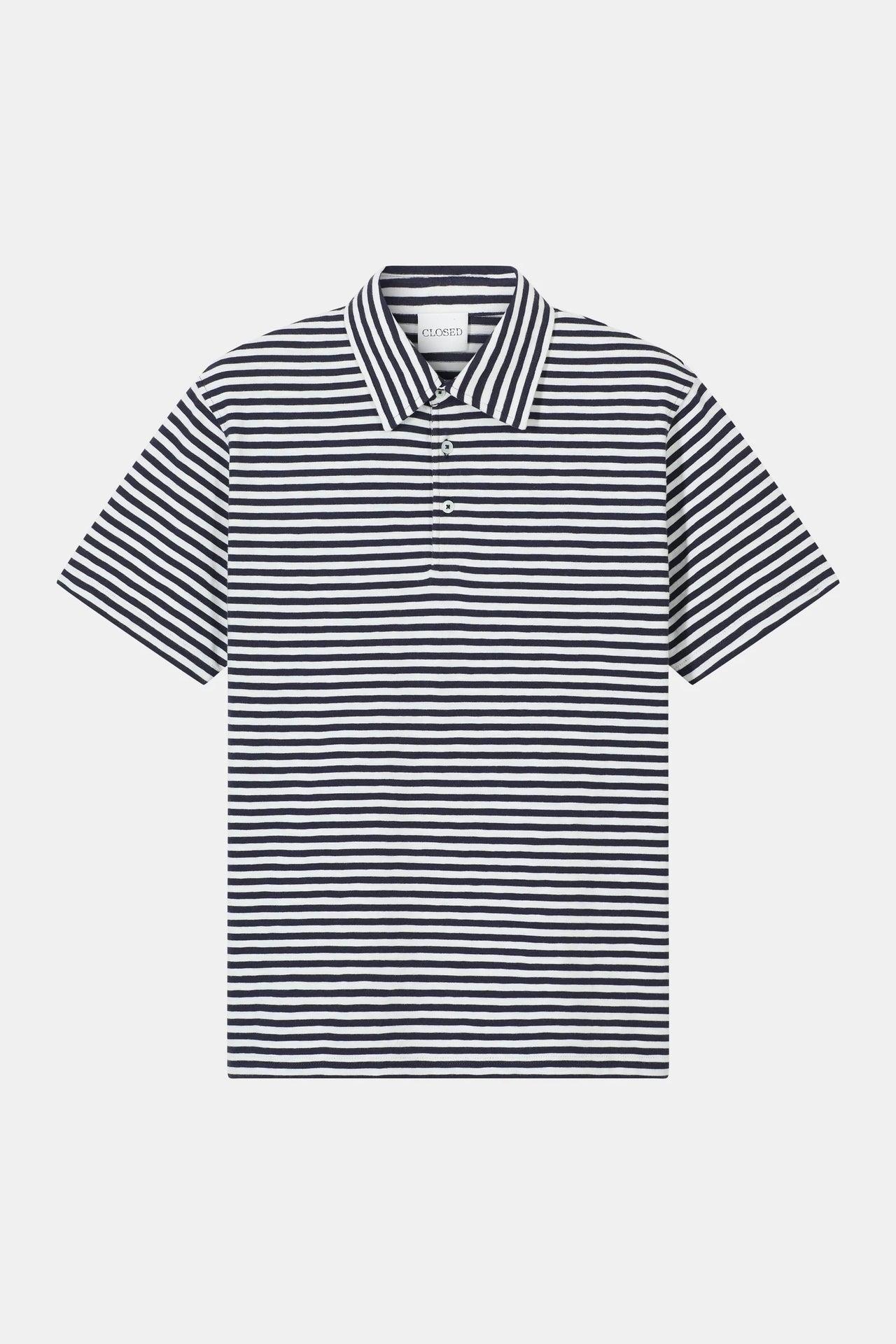 CLOSED MENS STRIPED ORGANIC COTTON POLO - NAVY/WHITE