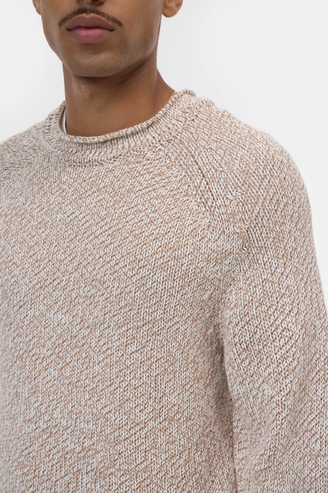 CLOSED MENS RAW EDGED KNIT - ROCK BEIGE
