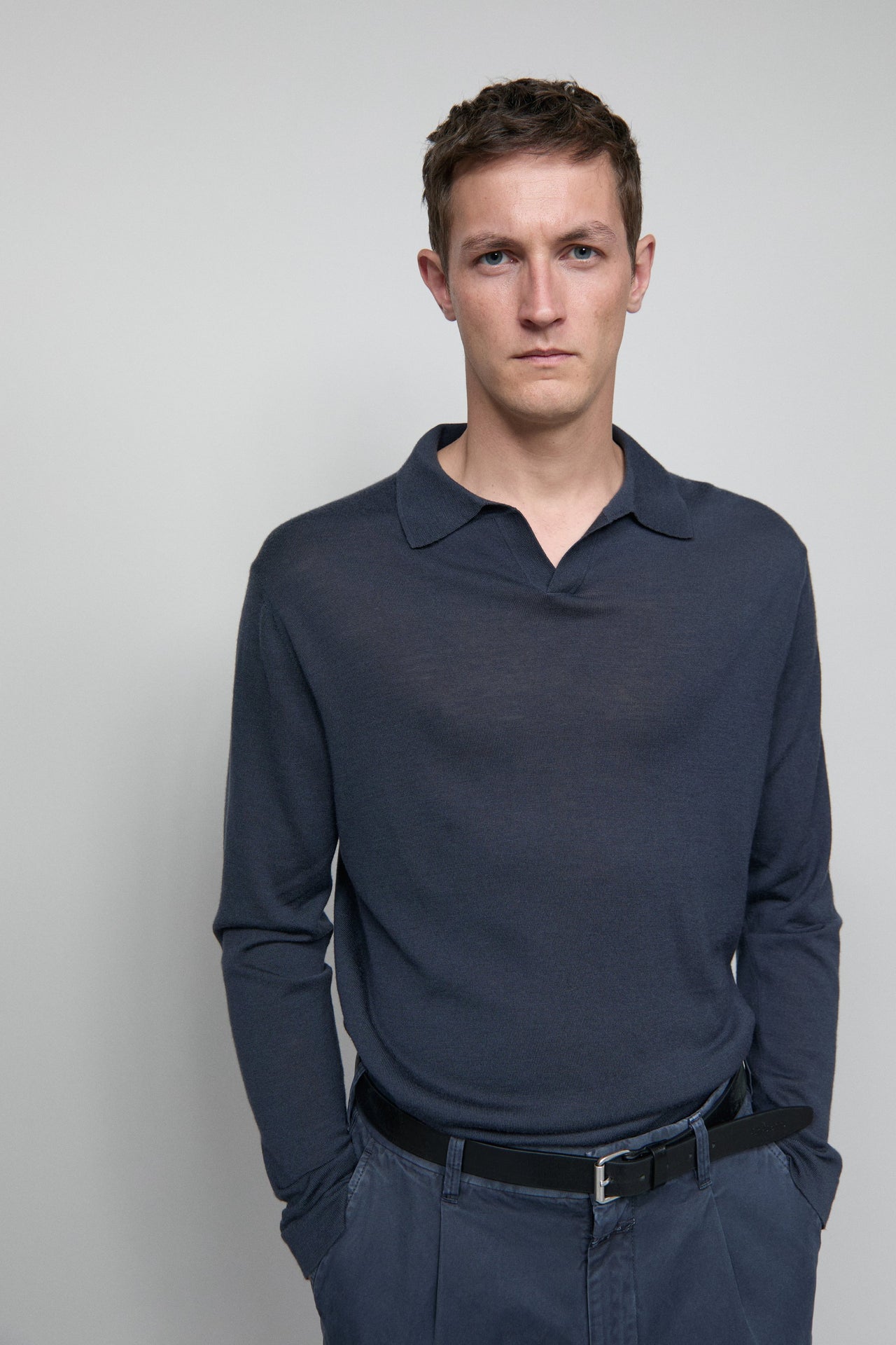 CLOSED MENS WOOL/CASHMERE LONG SLEEVE POLO - 2 COLORS