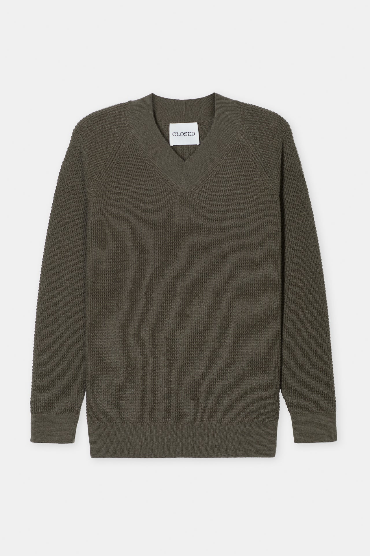 CLOSED MENS V-NECK JUMPER - FOREST GREEN