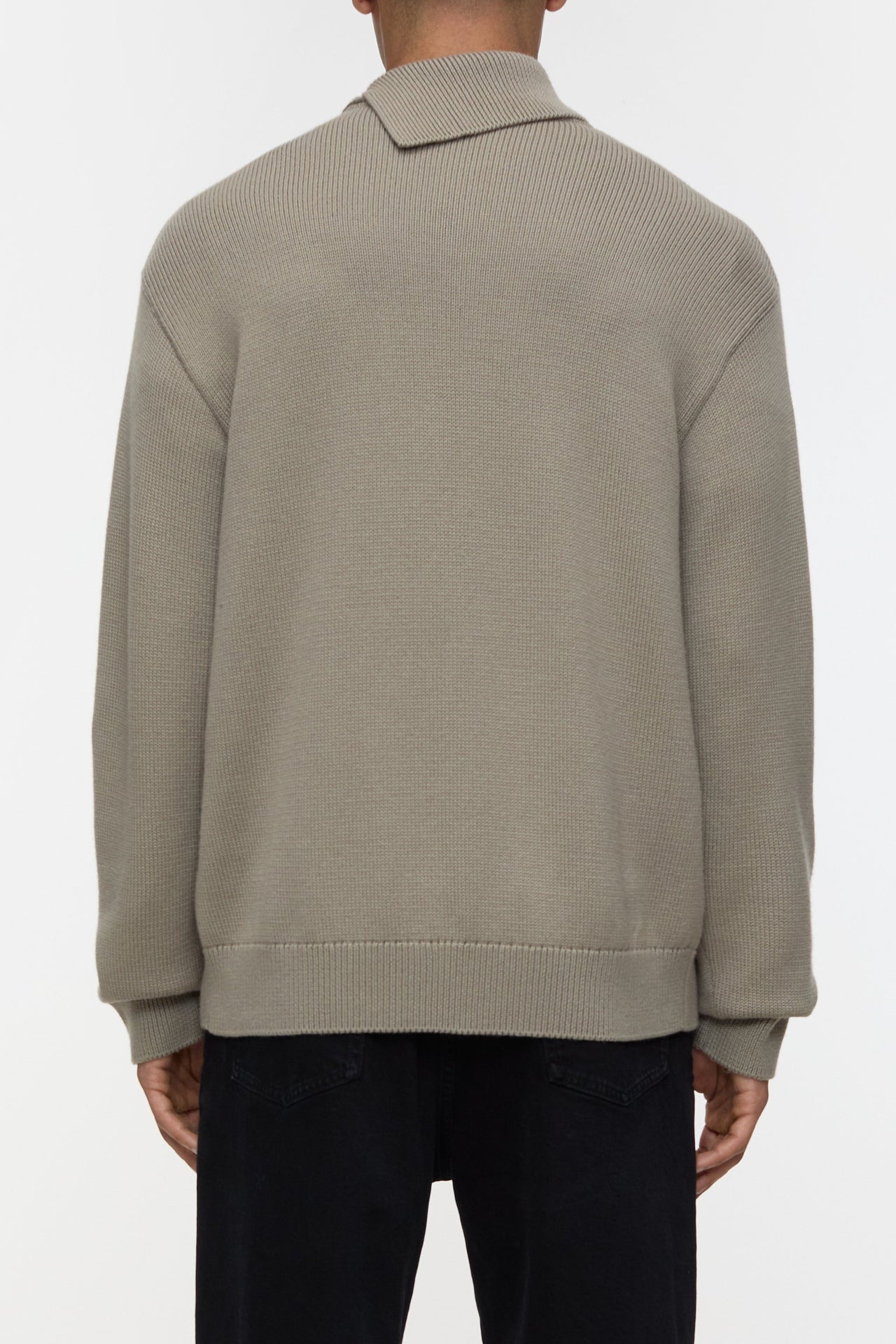 CLOSED SCARF COLLAR JUMPER - NATURAL LINEN