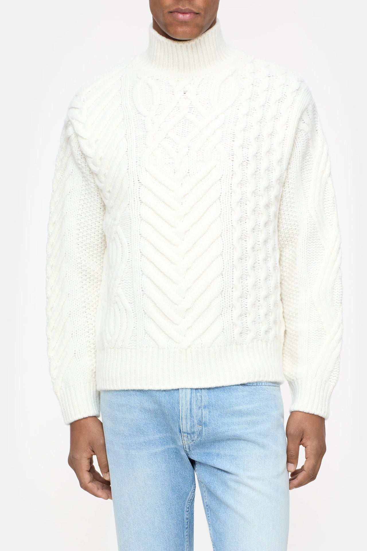 CLOSED MENS WOOL TURTLENECK JUMPER - IVORY