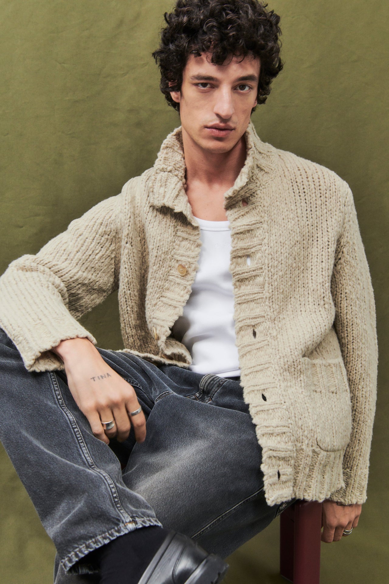 CLOSED MENS TURTLENECK CARDIGAN - SILT GREY