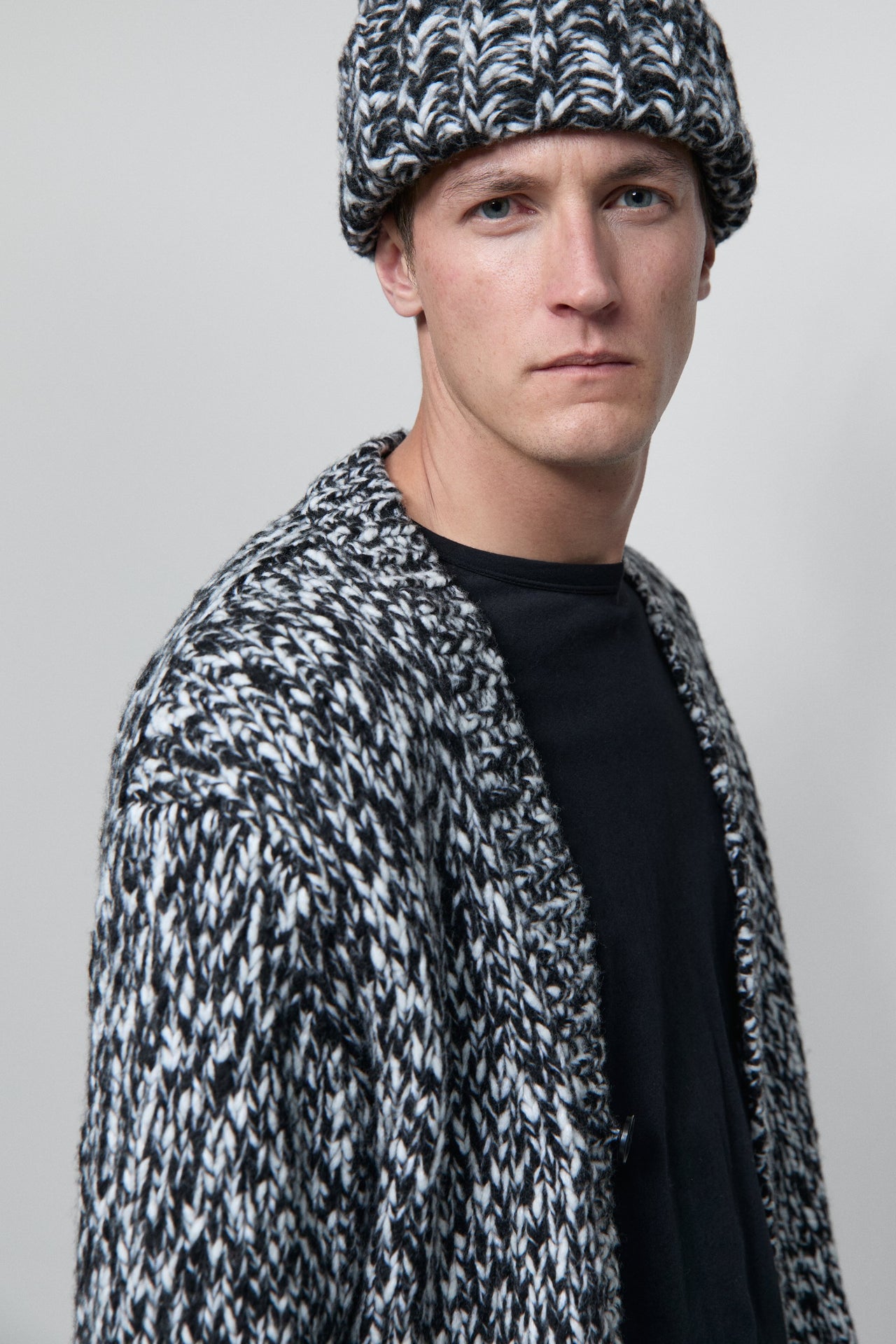 CLOSED MENS WOOL BLEND CARDIGAN - BLACK