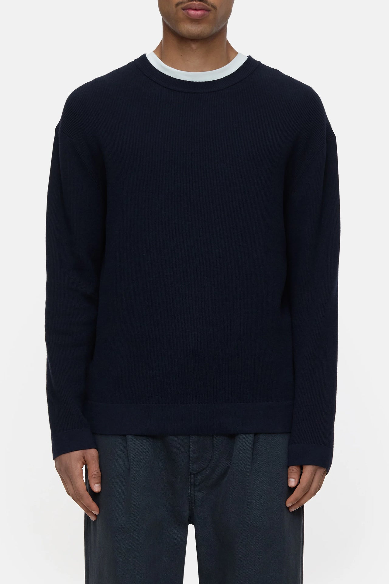 CLOSED MENS FINE KNIT JUMPER - DARK NIGHT