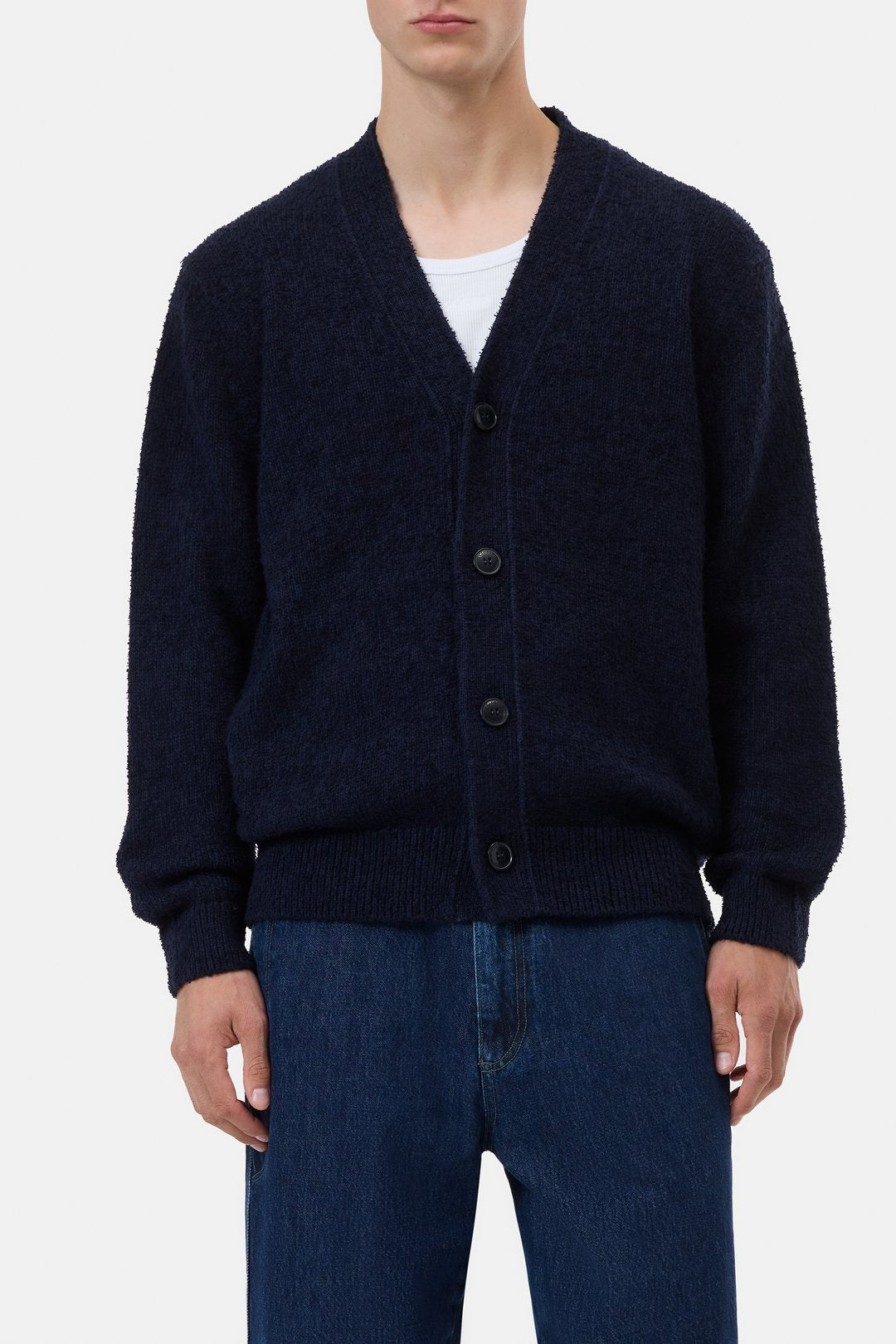 CLOSED MENS COTTON-WOOL BOUCLÉ CARDIGAN - 2 COLORS