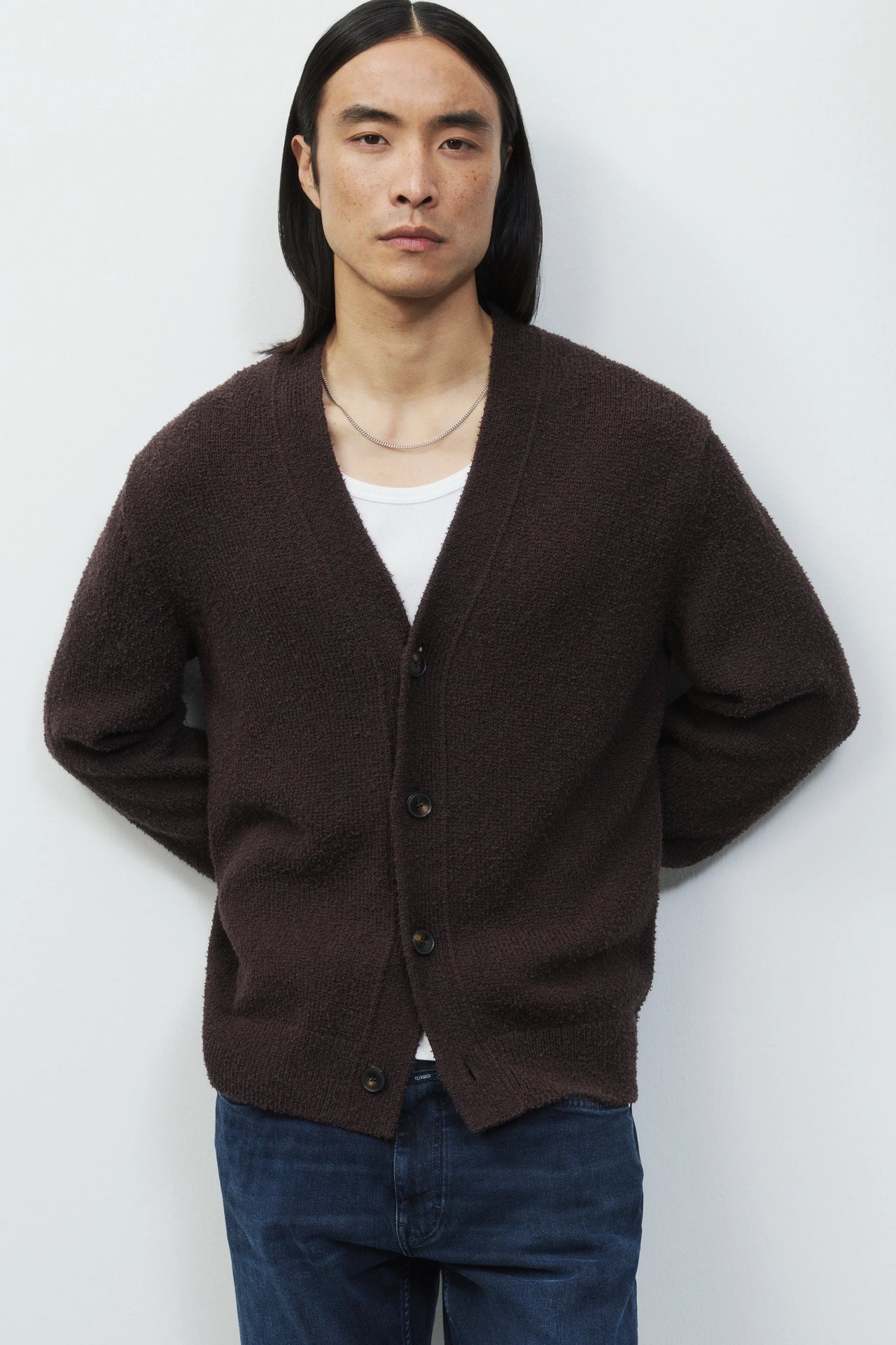 CLOSED MENS COTTON-WOOL BOUCLÉ CARDIGAN - 2 COLORS