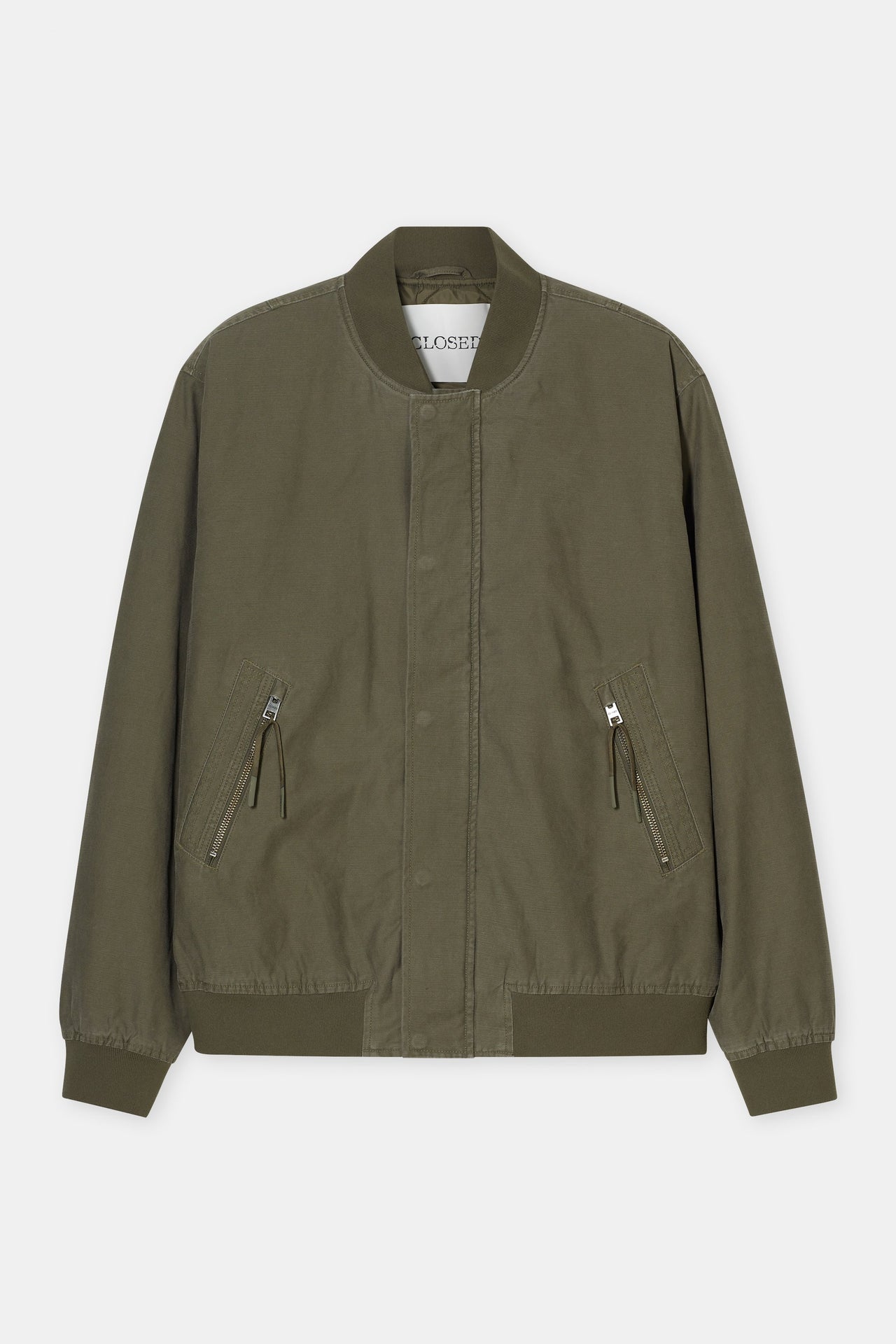 CLOSED MENS COTTON BOMBER JACKET - FOREST GREEN