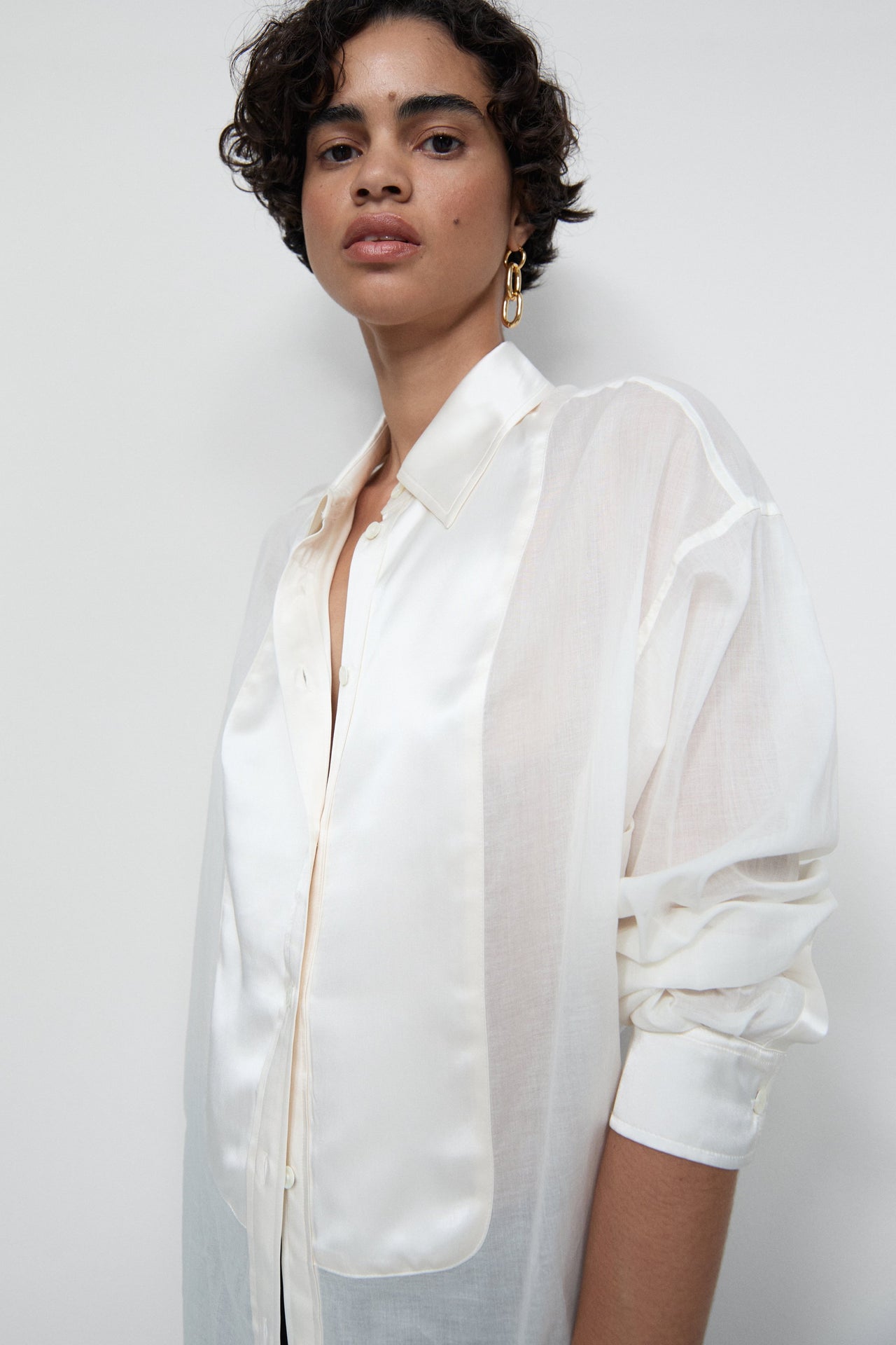 CLOSED WOMENS COTTON VOILE BLOUSE - IVORY