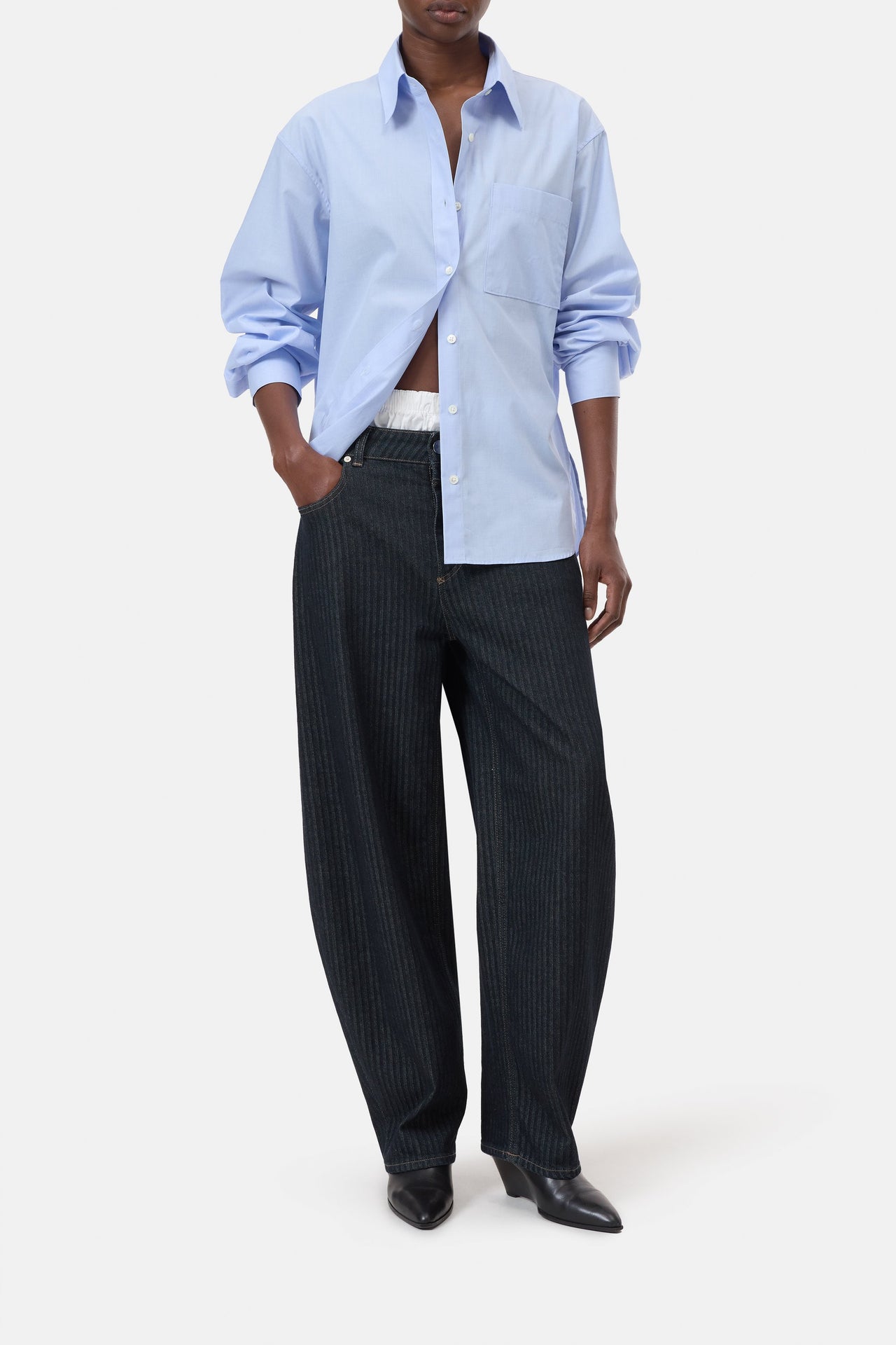 CLOSED WOMENS COTTON SHIRT BLOUSE - LAZIO BLUE