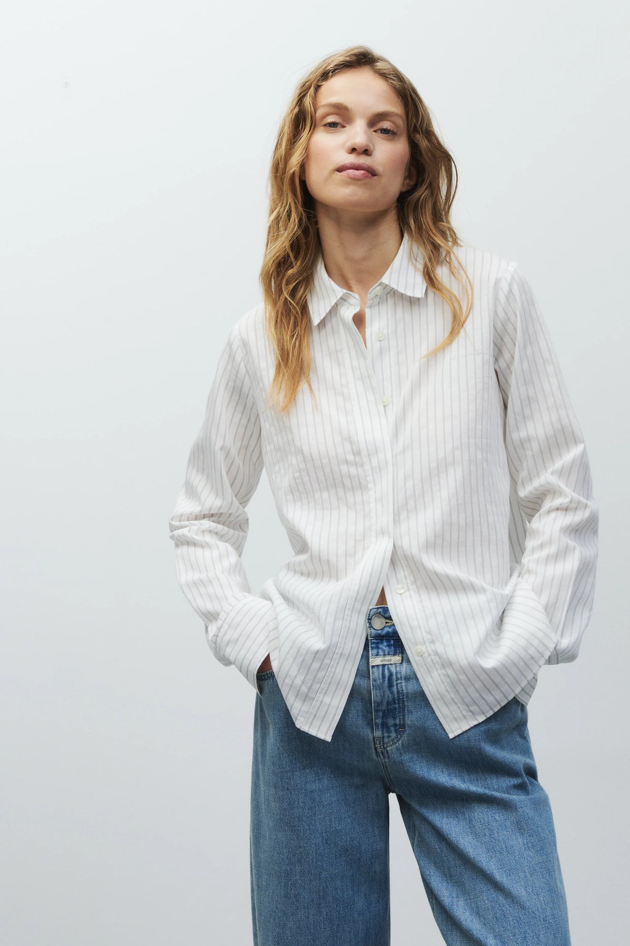 CLOSED WOMENS CLASSIC MODAL-MIX BLOUSE - WHITE