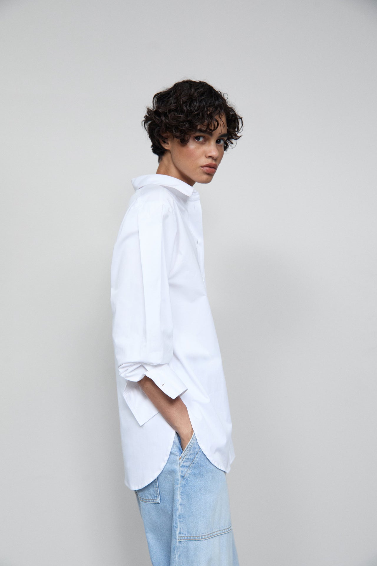 CLOSED WOMENS COTTON POPLIN SHIRT BLOUSE - WHITE