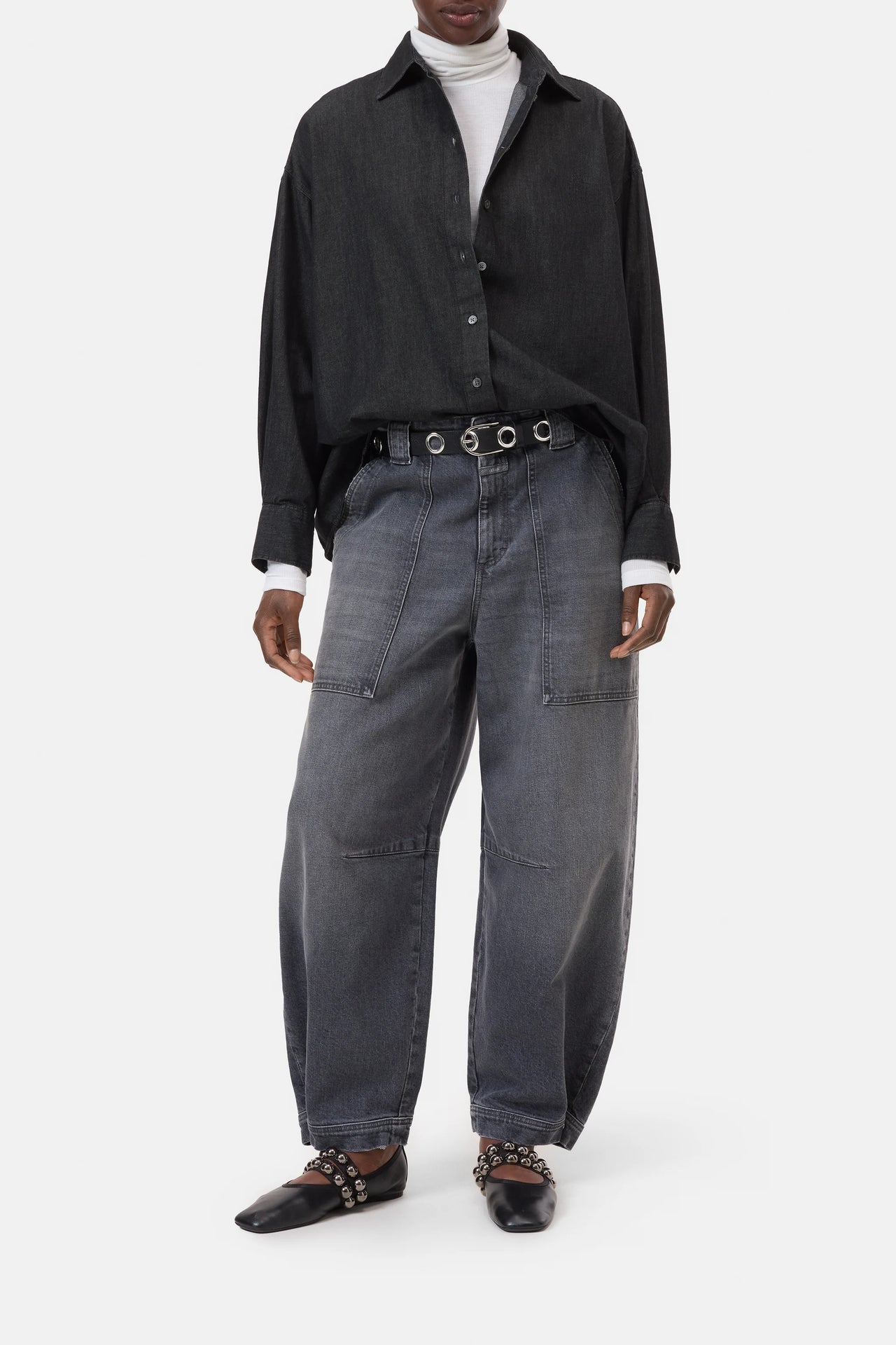 CLOSED WOMENS CAPE SHIRT- MID GREY