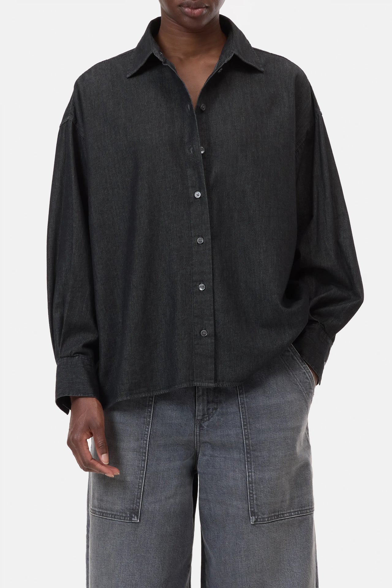 CLOSED WOMENS CAPE SHIRT- MID GREY