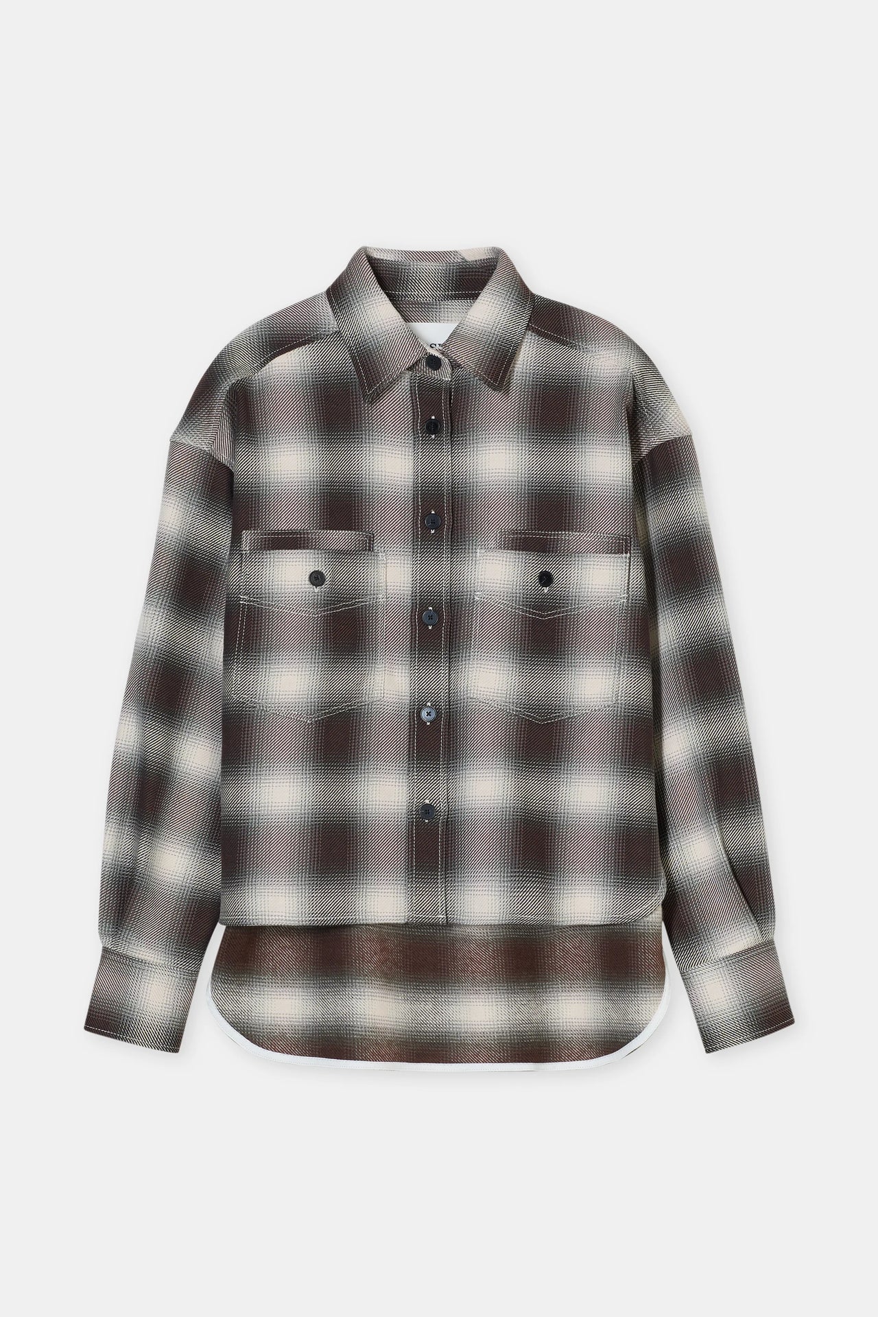 CLOSED OVERSIZED BLOUSE WITH CHECK PATTERN - DARK RAISIN RED