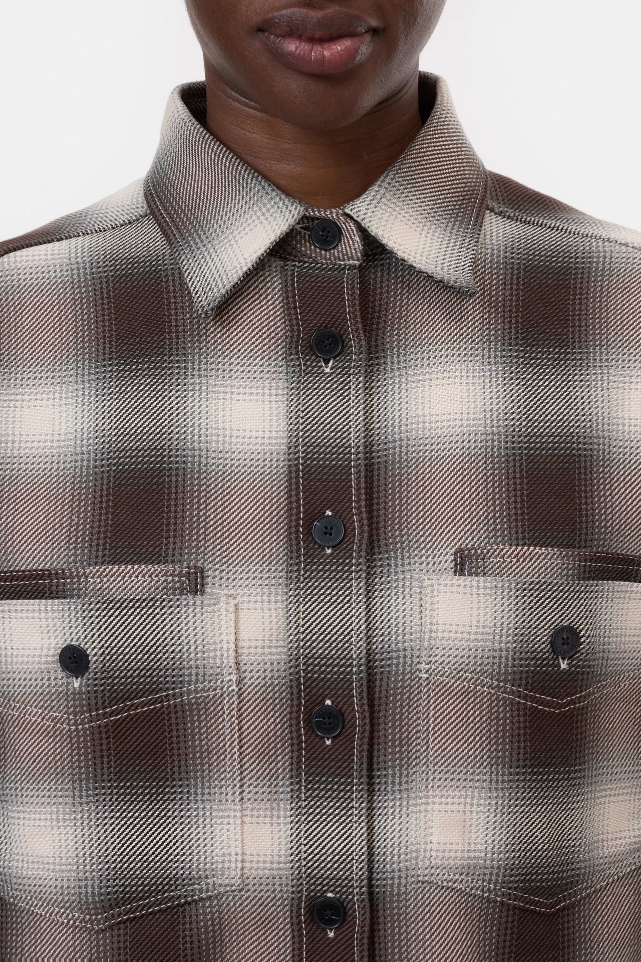 CLOSED OVERSIZED BLOUSE WITH CHECK PATTERN - DARK RAISIN RED