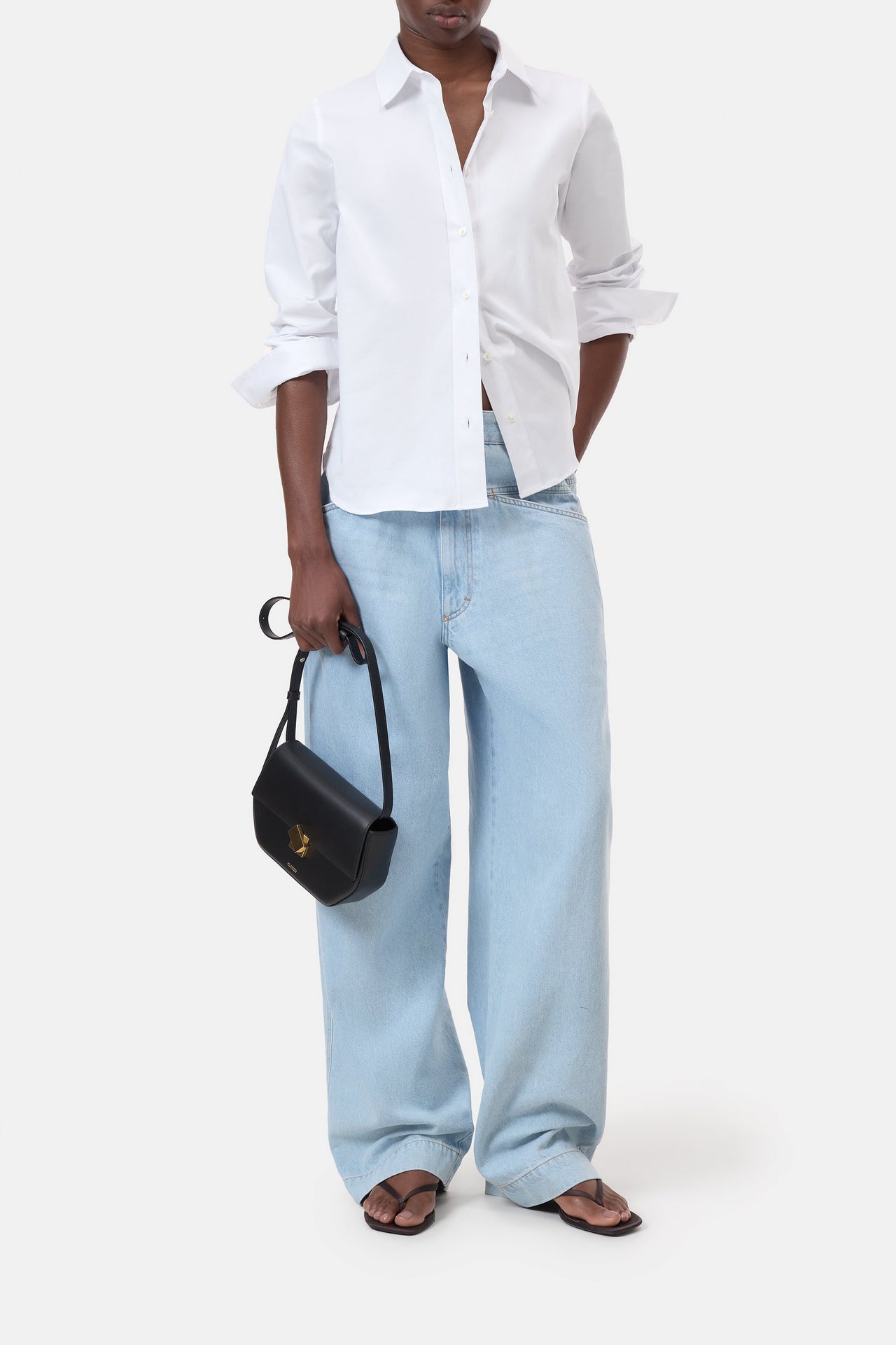 CLOSED WOMENS COTTON BLOUSE WITH TIE DETAIL - WHITE