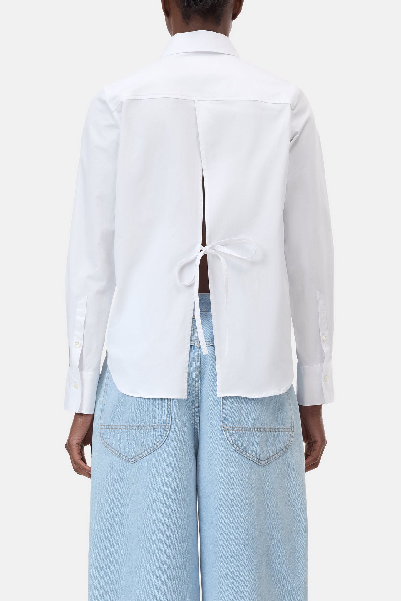 CLOSED WOMENS COTTON BLOUSE WITH TIE DETAIL - WHITE