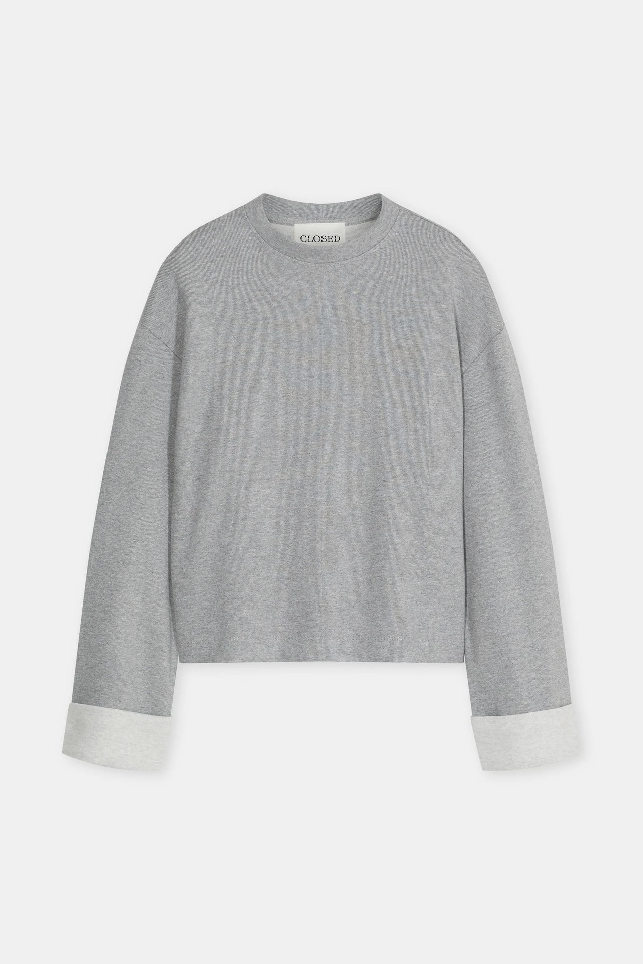 CLOSED WOMENS TURN-UP SWEATSHIRT - LIGHT GREY MELANGE