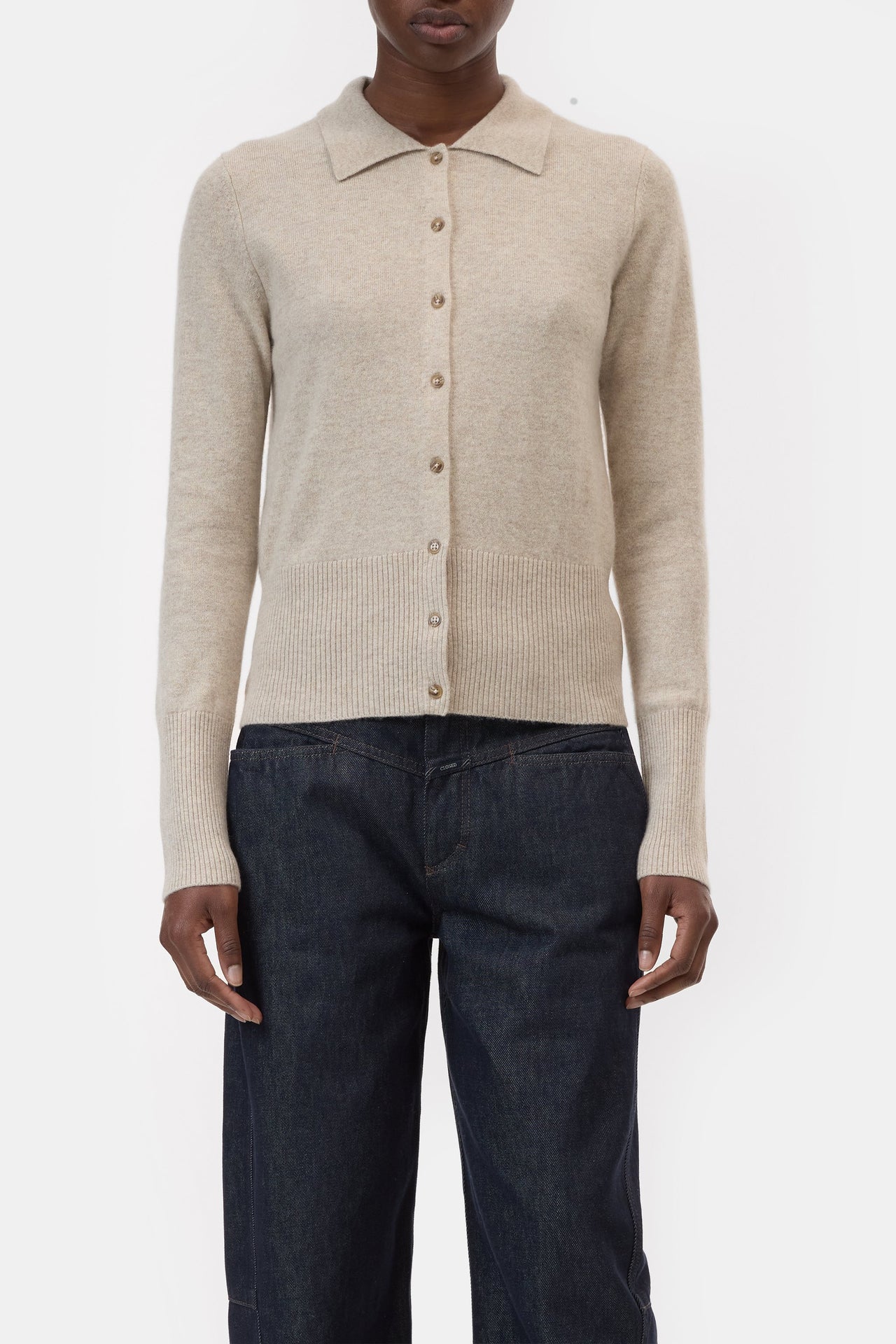 CLOSED WOMENS COLLARED CASHMERE CARDIGAN - 2 COLORS