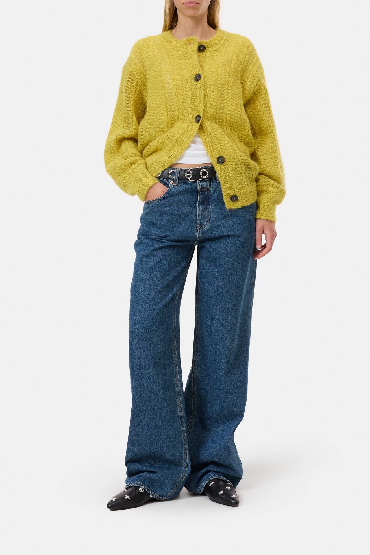 CLOSED WOMENS WOOL BLEND CARDIGAN - GOLDEN YELLOW