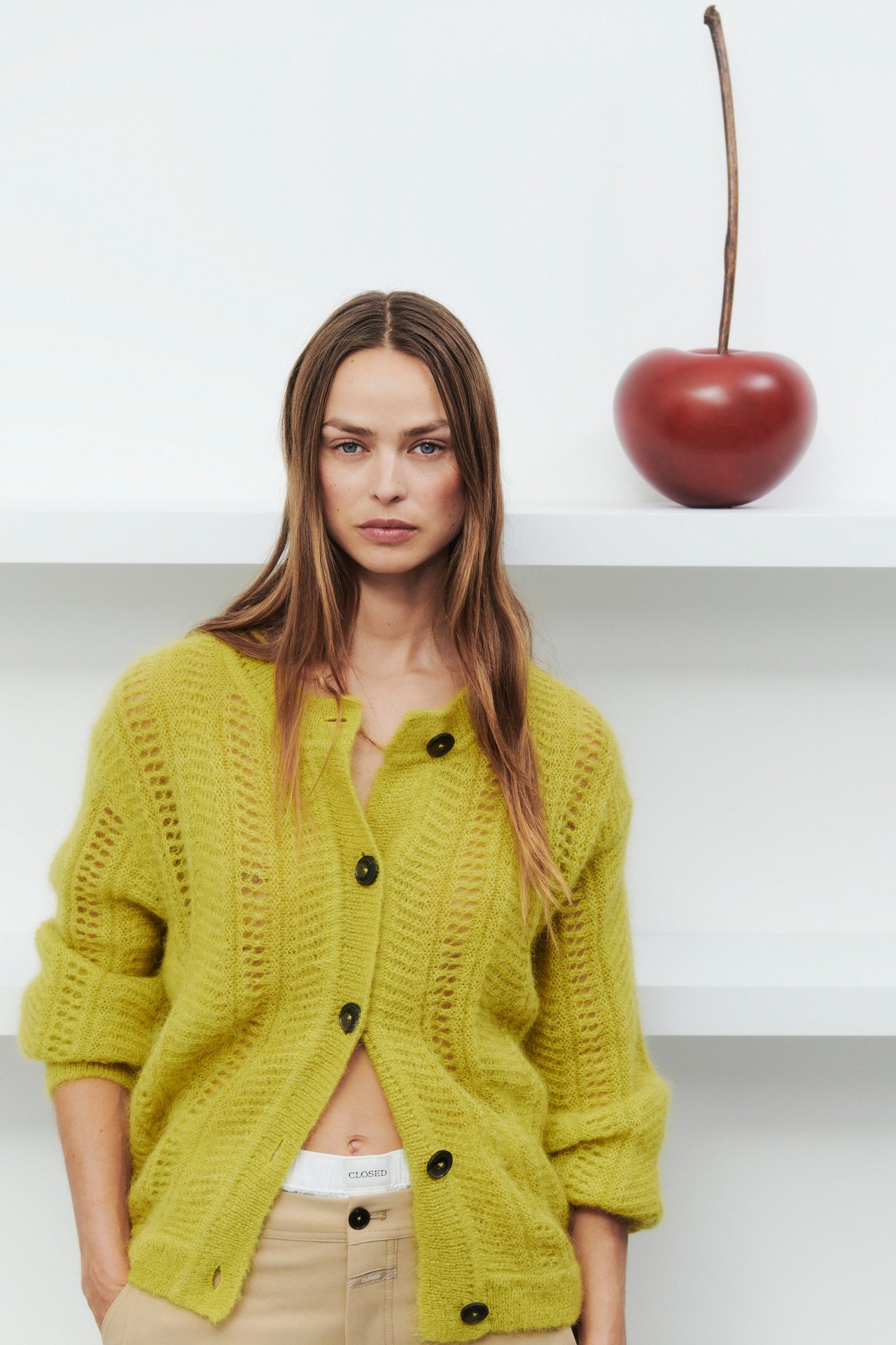 CLOSED WOMENS WOOL BLEND CARDIGAN - GOLDEN YELLOW