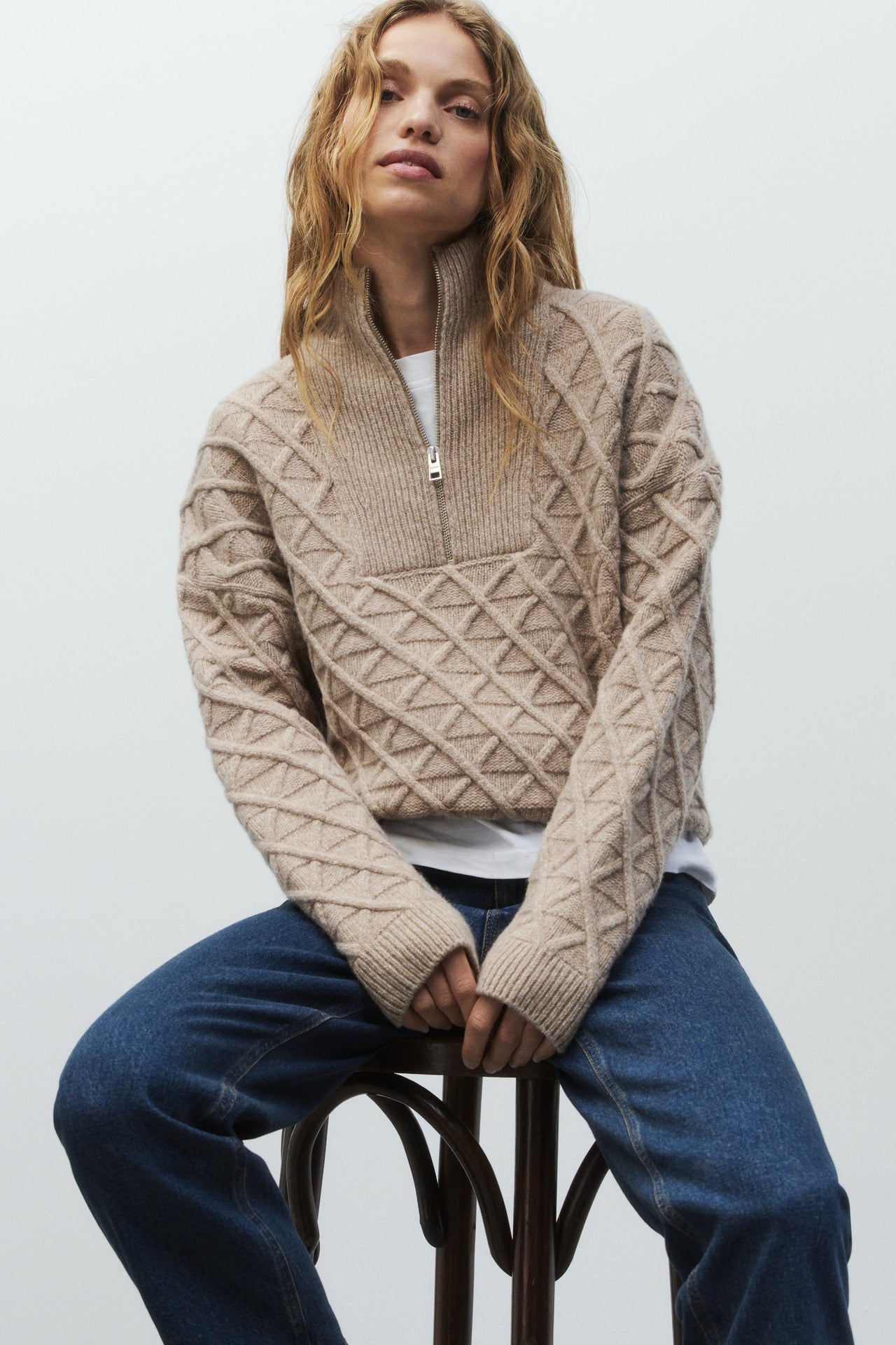 CLOSED WOMENS PURE WOOL TROYER SWEATER - CLAY BEIGE